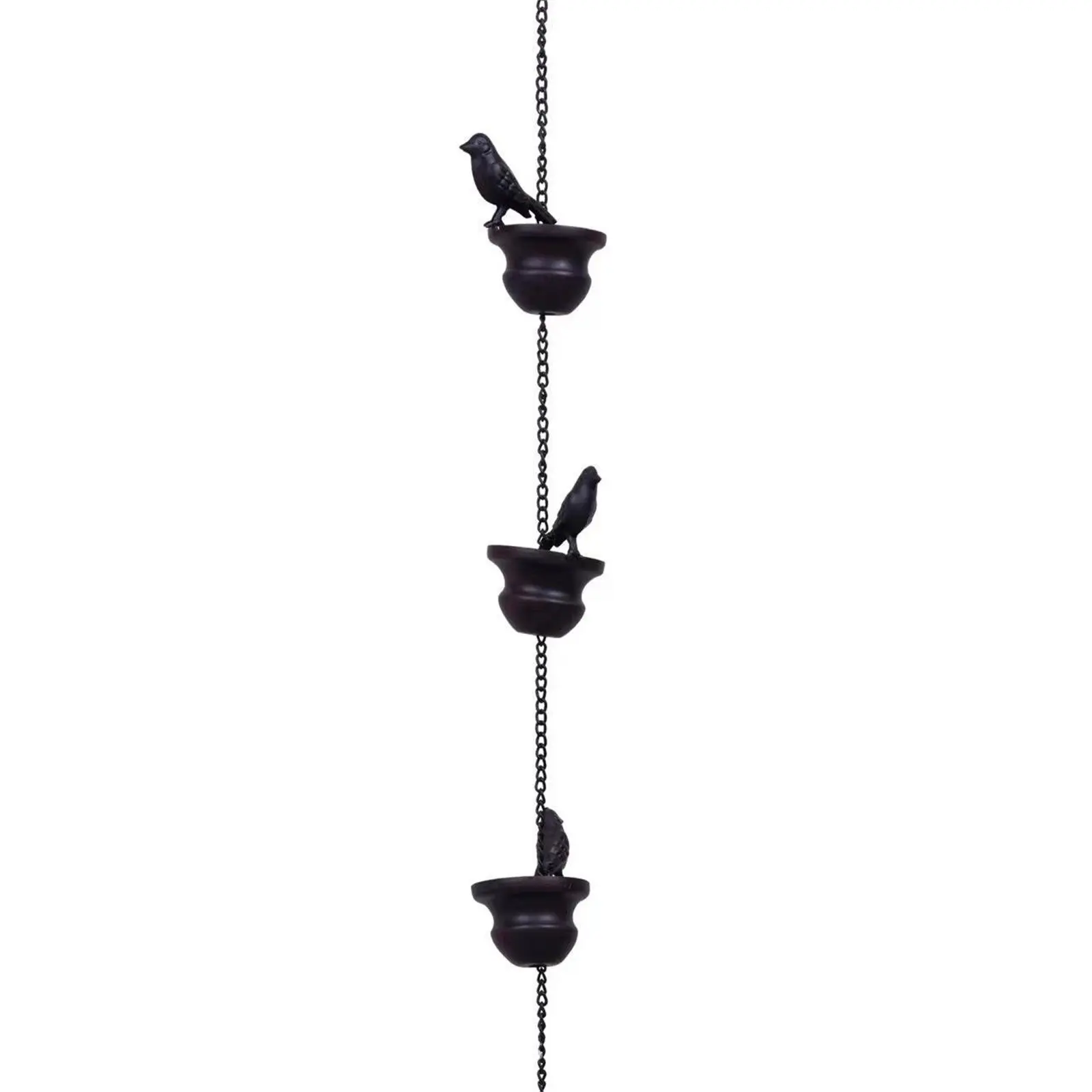Birds On Cups Metal Rain Chain Rain Catcher For Gutter Roof Decoration Creative Metal Drainage Rain Chain Downspout Tool