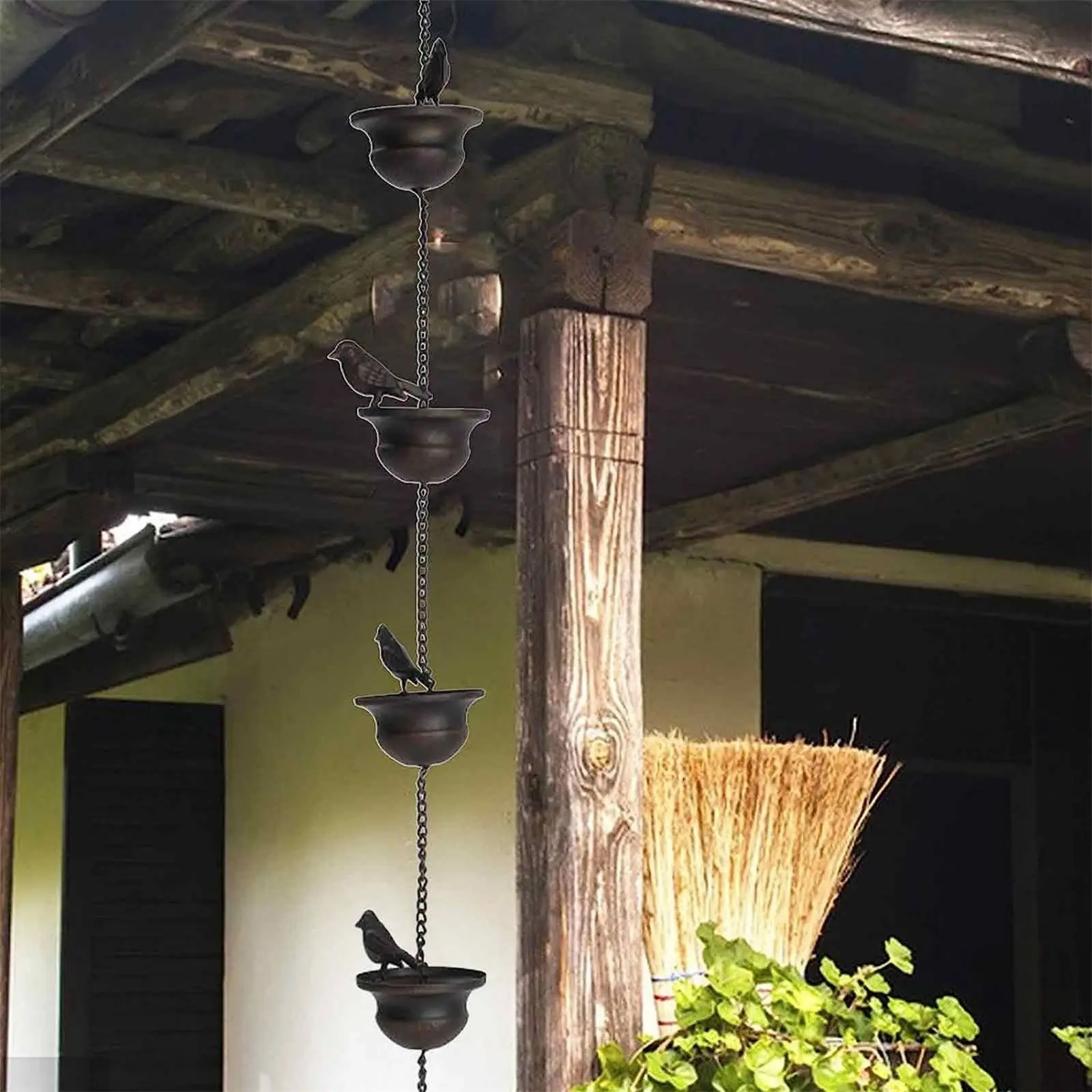 Birds On Cups Metal Rain Chain Rain Catcher For Gutter Roof Decoration Creative Metal Drainage Rain Chain Downspout Tool