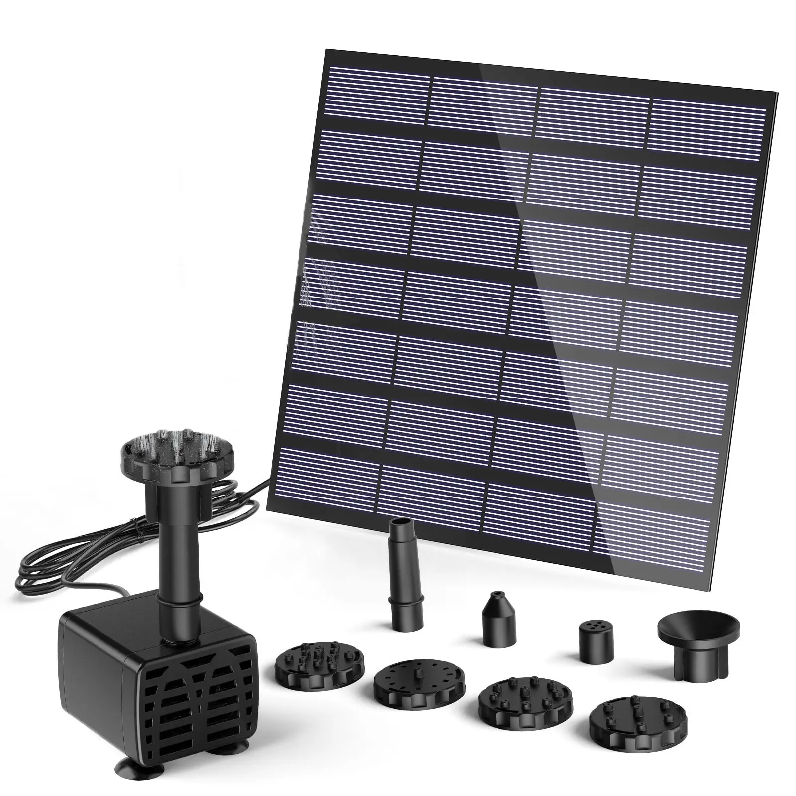 Solar Powered Fountain Pump Plastic Material with 6 Spray Nozzles for Water Basin Fountain Garden Small-scale Pond