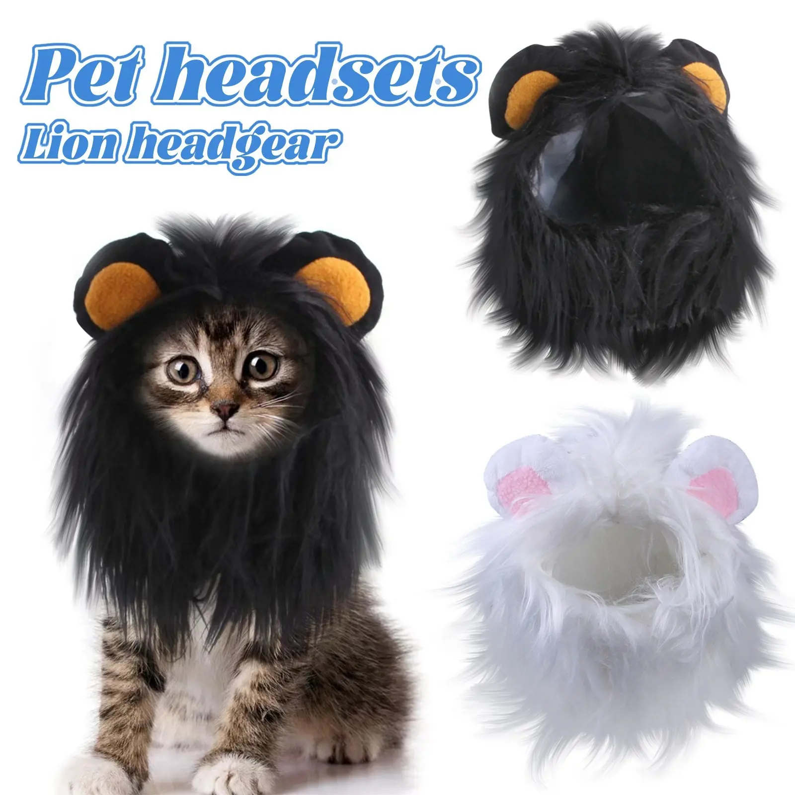 Cat Lion Wig Funny Costume Puppy Halloween Cosplay Dress Up Clothes Cute Pet Hat For Small Dog Kitten Party Accessories