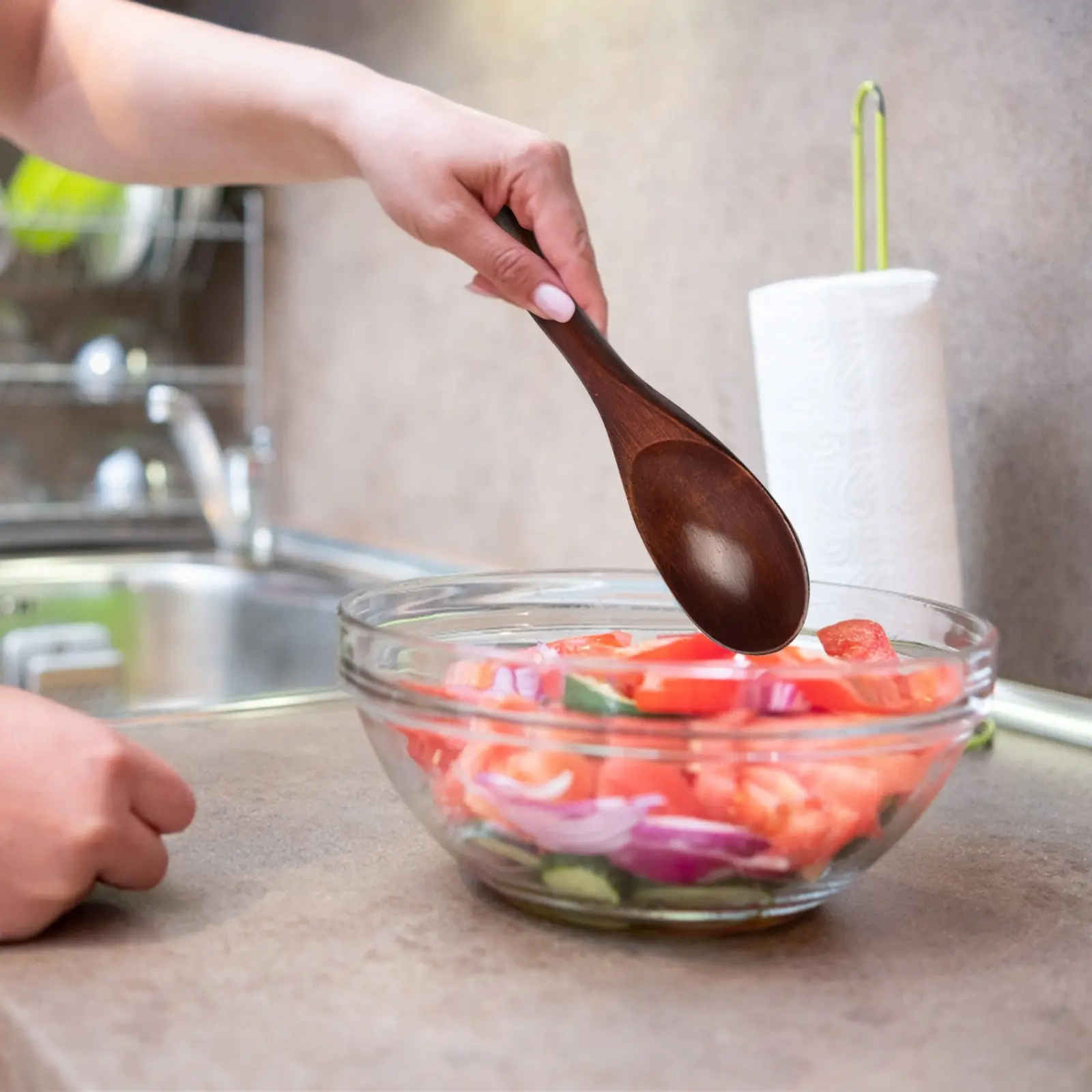 Japanese Wooden Spoon Long Handle Ramen Spoon Baby Eating Spoon Drinking Porridge Spoon Household Wood Tableware Round Spoon