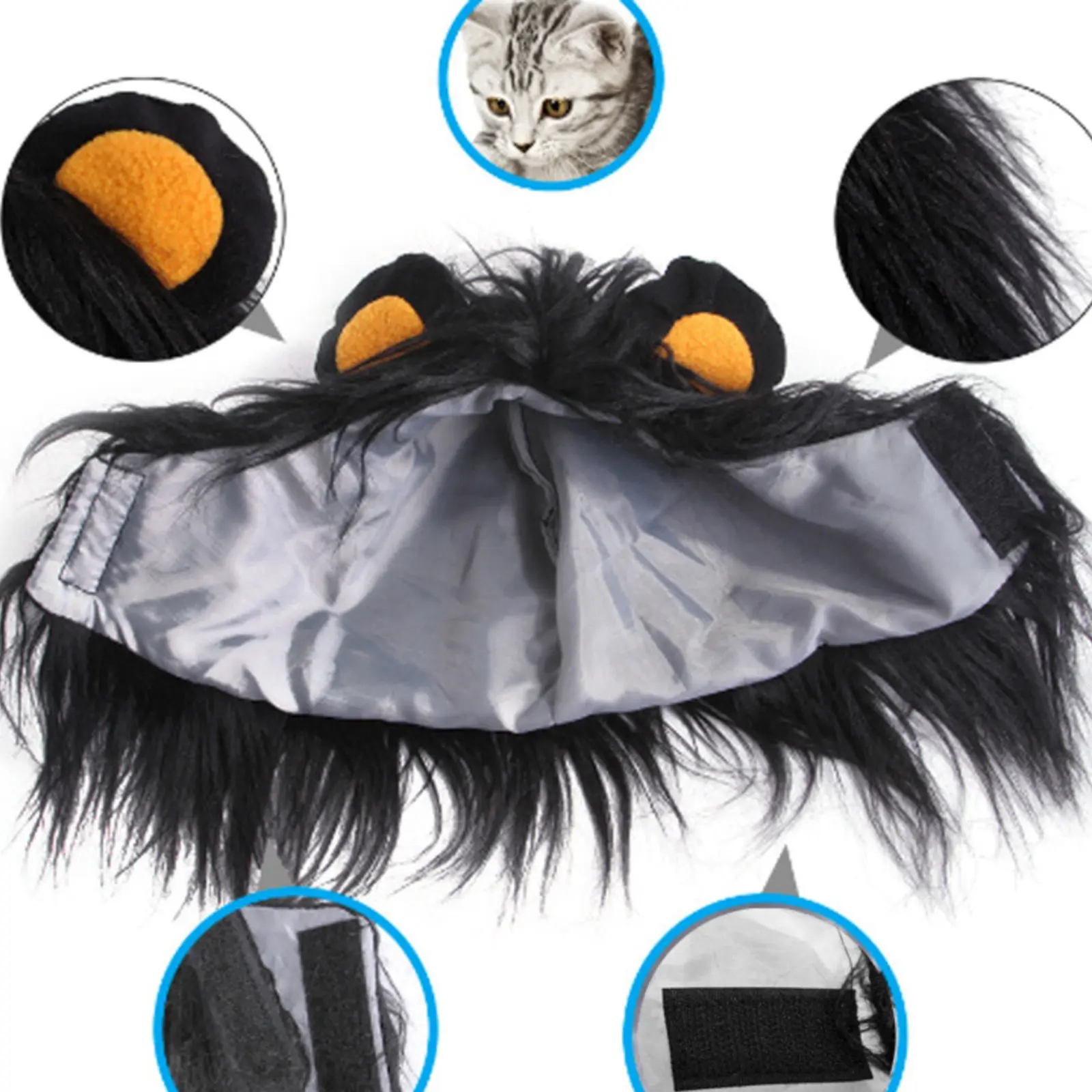 Cat Lion Wig Funny Costume Puppy Halloween Cosplay Dress Up Clothes Cute Pet Hat For Small Dog Kitten Party Accessories