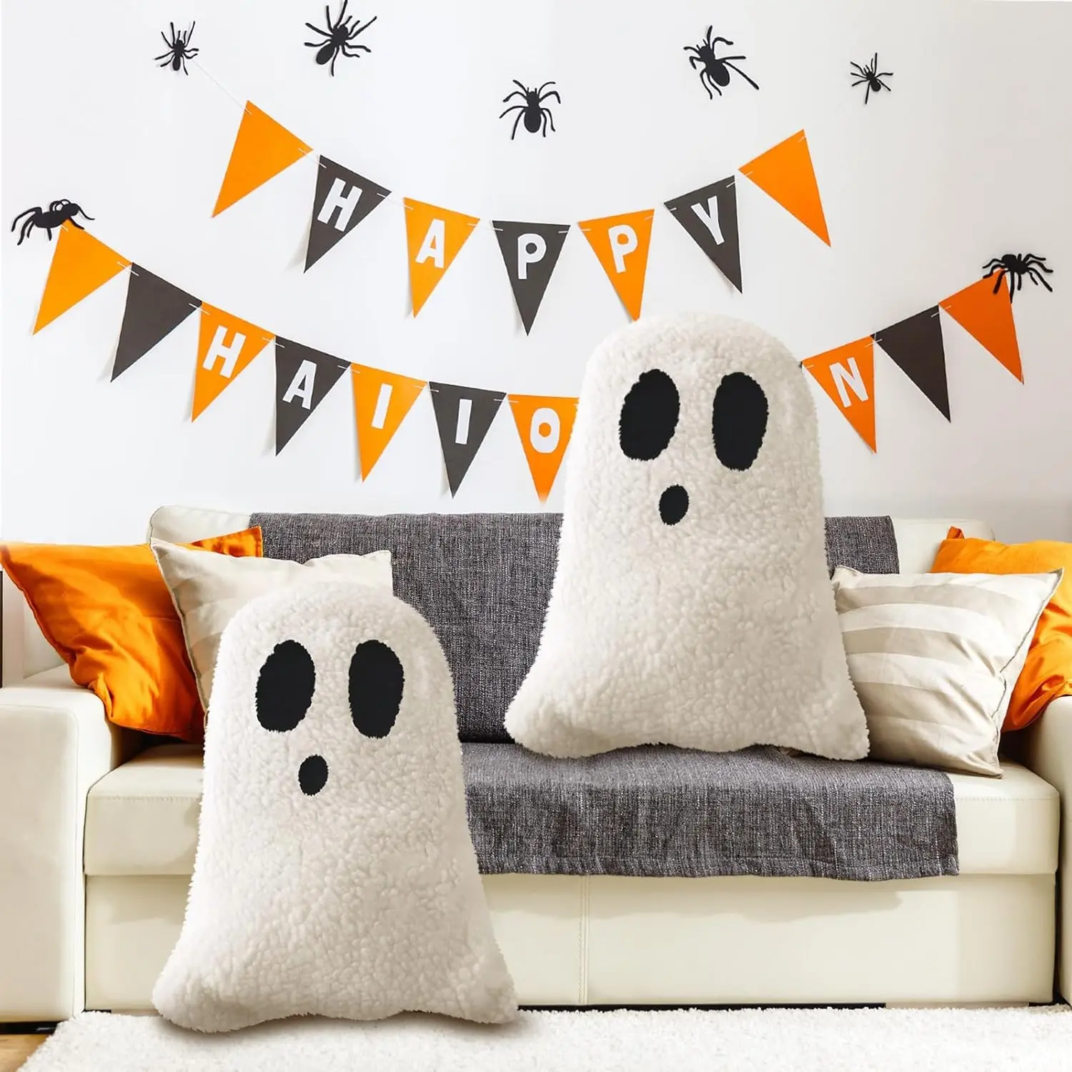 Halloween Ghost Pillow Plush Ghost Throw Pillow Halloween Decorative Gift Pillow Cushion Gift Sofa Bedroom Decor Sleep Cushion