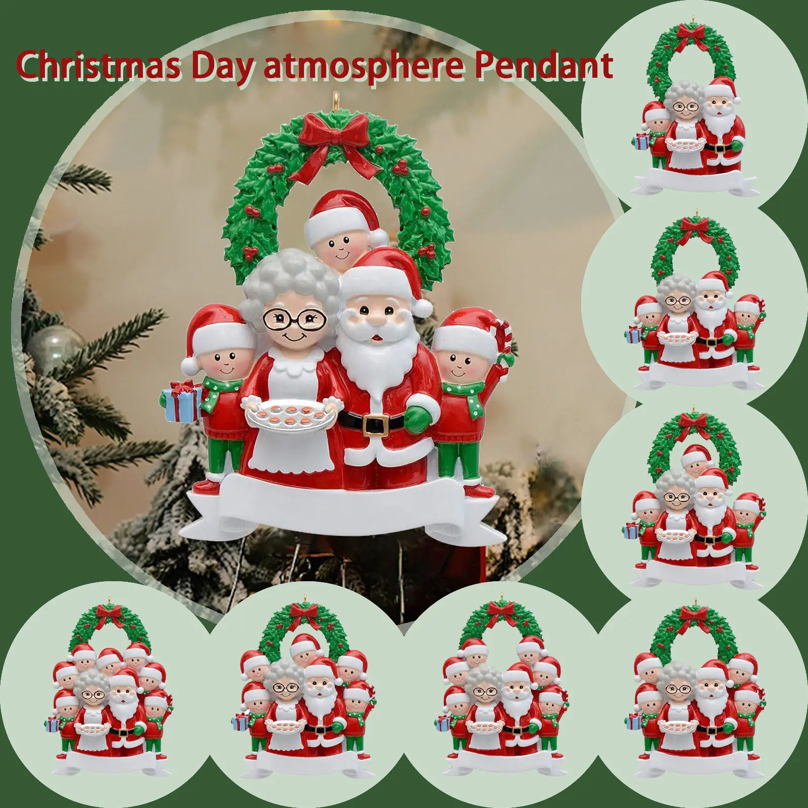 Cute Christmas Resin Family Ornament Personalized Reindeer Family Christmas Tree Pendant Household Hanging Decoration Pendant