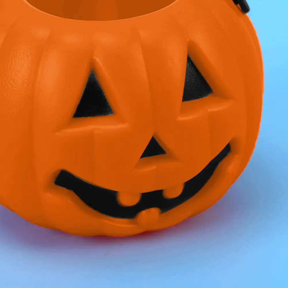 24pcs Halloween Pumpkin Bucket Portable Plastic Candy Basket Trick Or Treat Kids Gift Packaging Halloween Party Decor Supplies