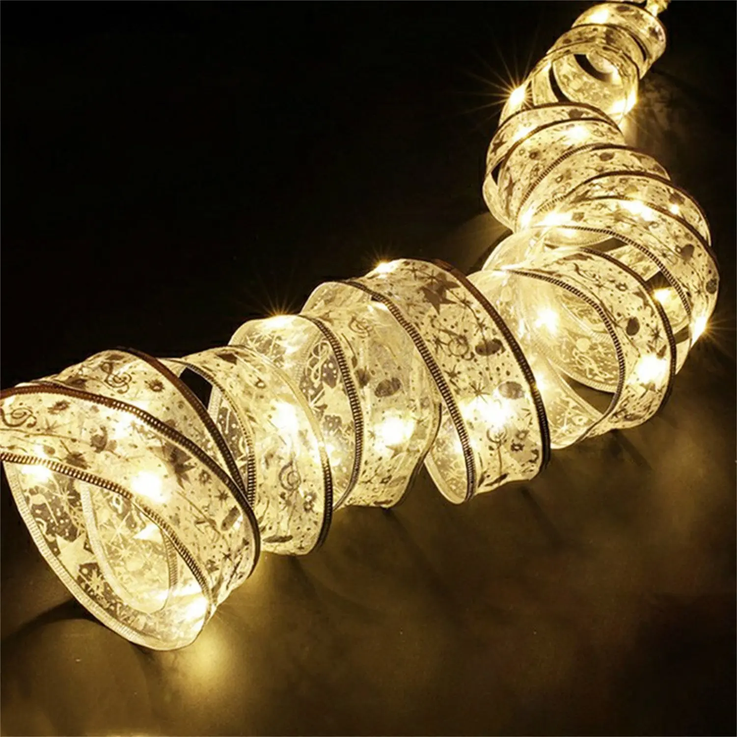 Christmas Decoration LED Ribbon Fairy Lights Christmas Tree Ornaments for Home 2023 DIY Bows Light String Navidad New Year 2024