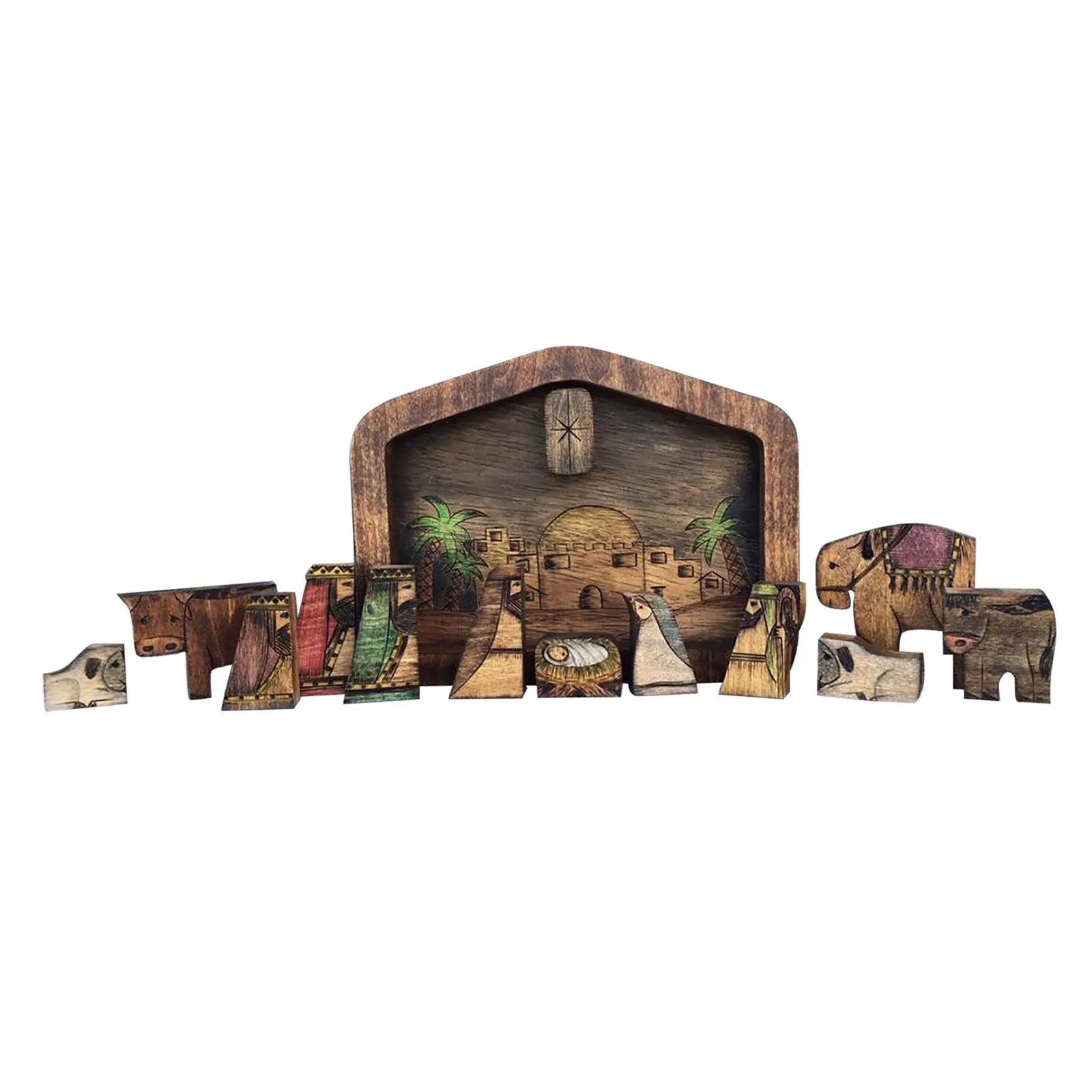 Wooden Jesus Puzzles Nativity Set Nativity Puzzle With Wood Burned Design Jigsaw Puzzle Game For Adults And Kids Desk Figurines