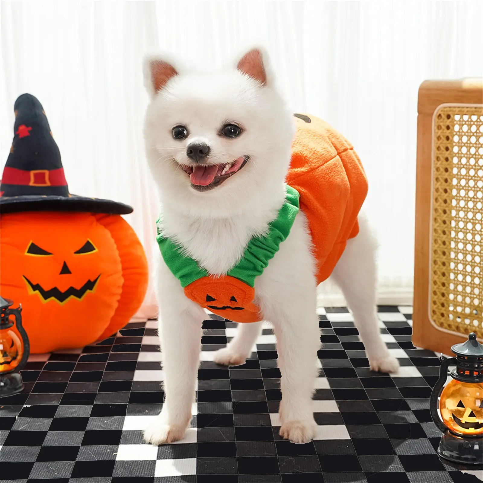 Halloween Pumpkin Lantern Dog Clothes Transformation Costume Cosplay Funny Cat Teddy Dog Special Events Apparel Comical Outfits