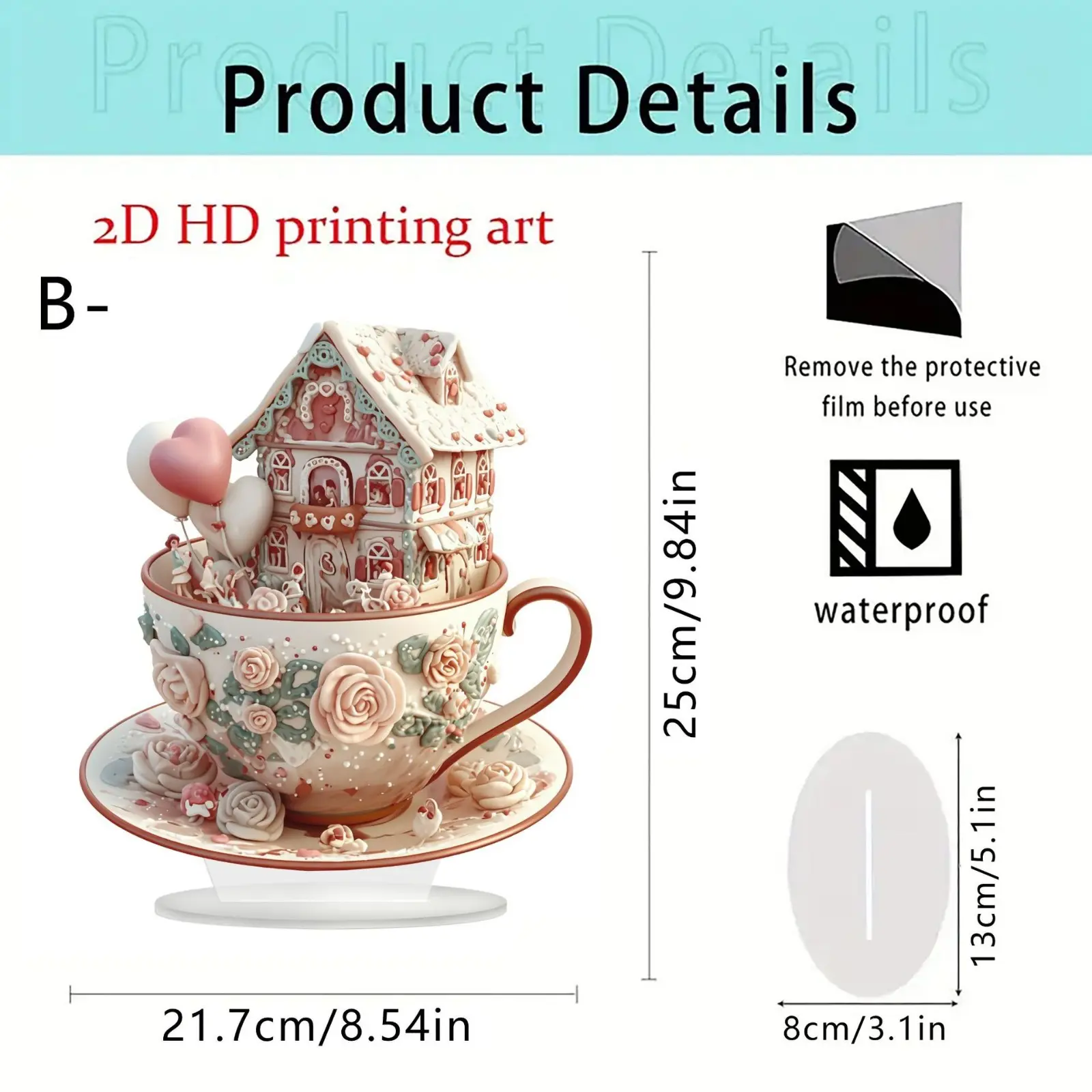 2025 Valentine's Day Decorations Creative 2D Cup Cake Acrylic Plaque Display Christmas Wedding Party New Year Decoration Props