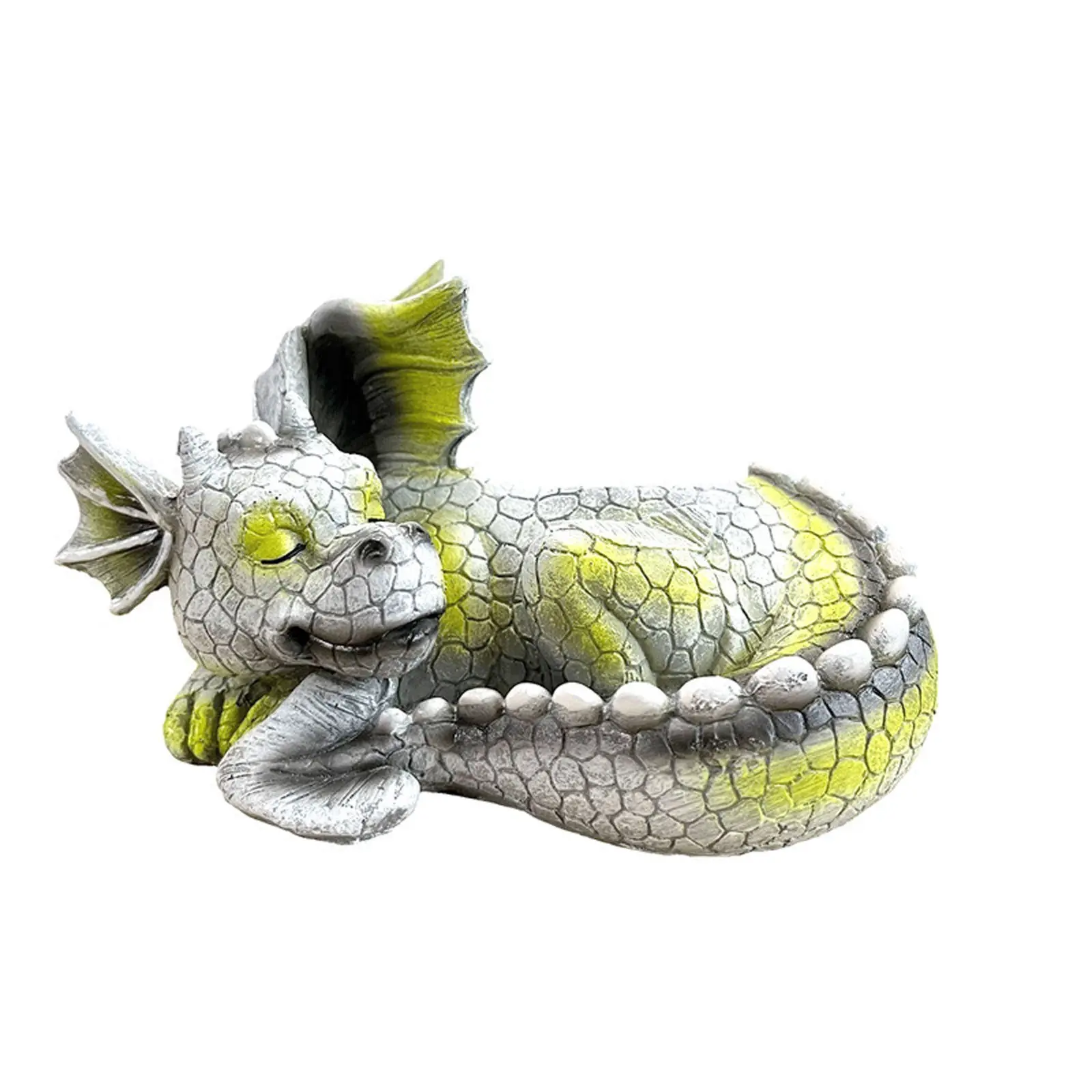 Garden Dragon Statue Adorable Baby Resin Dragon Figurine Ornament Gift Large Dragon Figurine with Lamp Sleeping Dragon Figurines