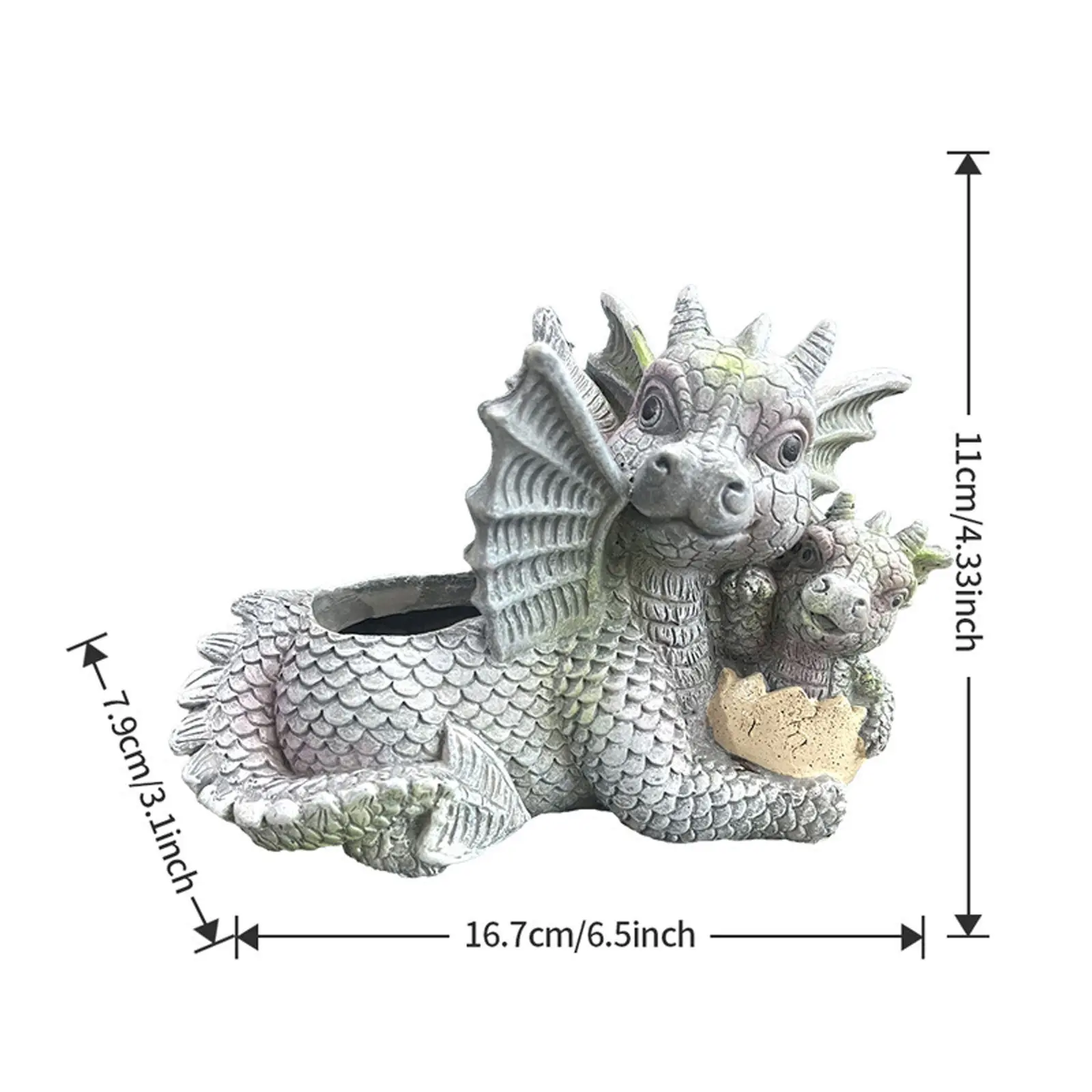 Garden Dragon Statue Adorable Baby Resin Dragon Figurine Ornament Gift Large Dragon Figurine with Lamp Sleeping Dragon Figurines