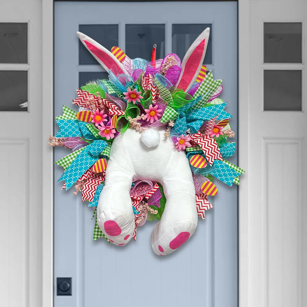 Bow Ribbon Easter Eggs Wreath Easter Eggs Garland Door Ornaments Wall Decor Happy 2025 Easter Day Decor For Home Kids Favor