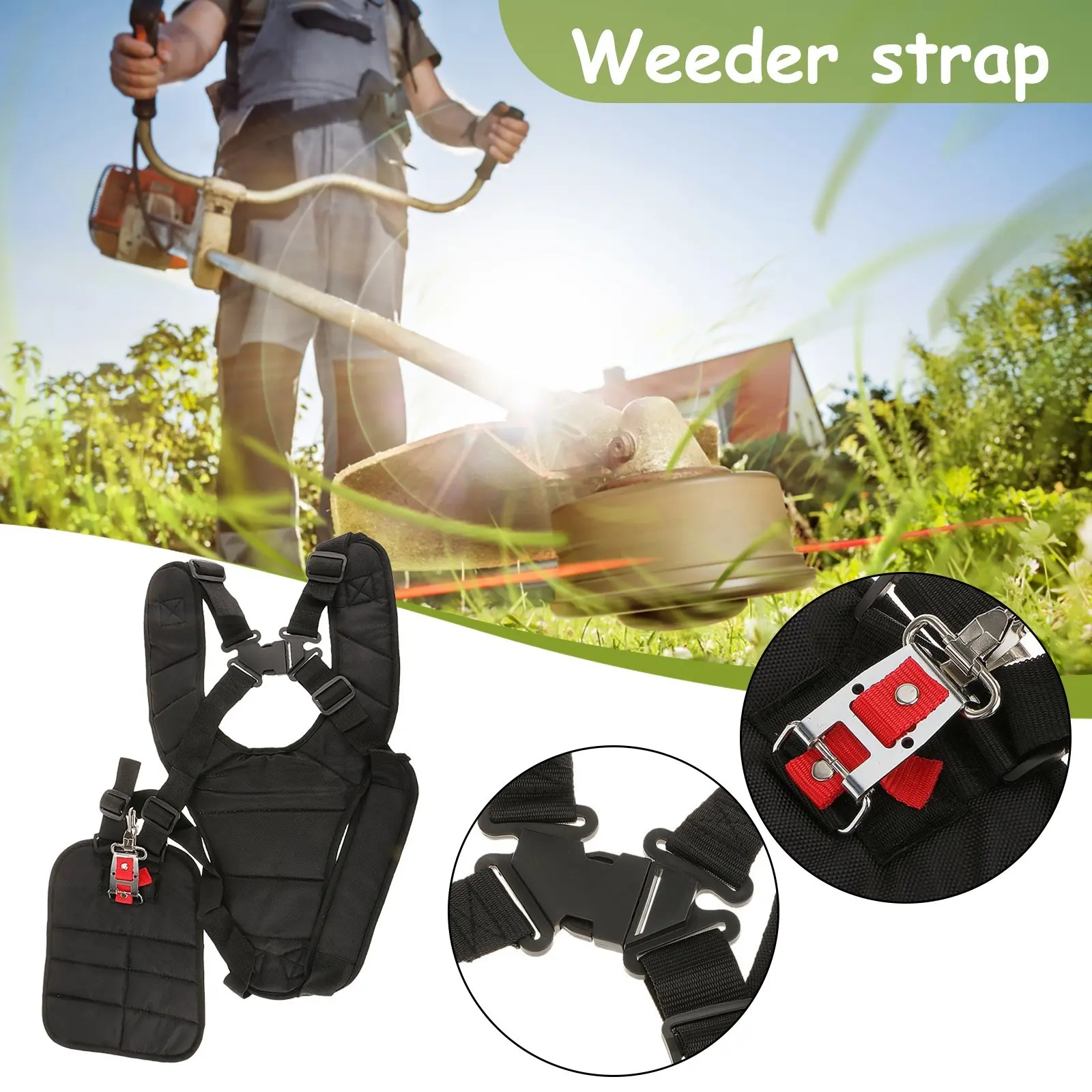 Lawn Mower Strap Double Shoulder Strap Harness Universal Strimmer Padded Belt Adjustable Lawn Mower Band For Brushcutter