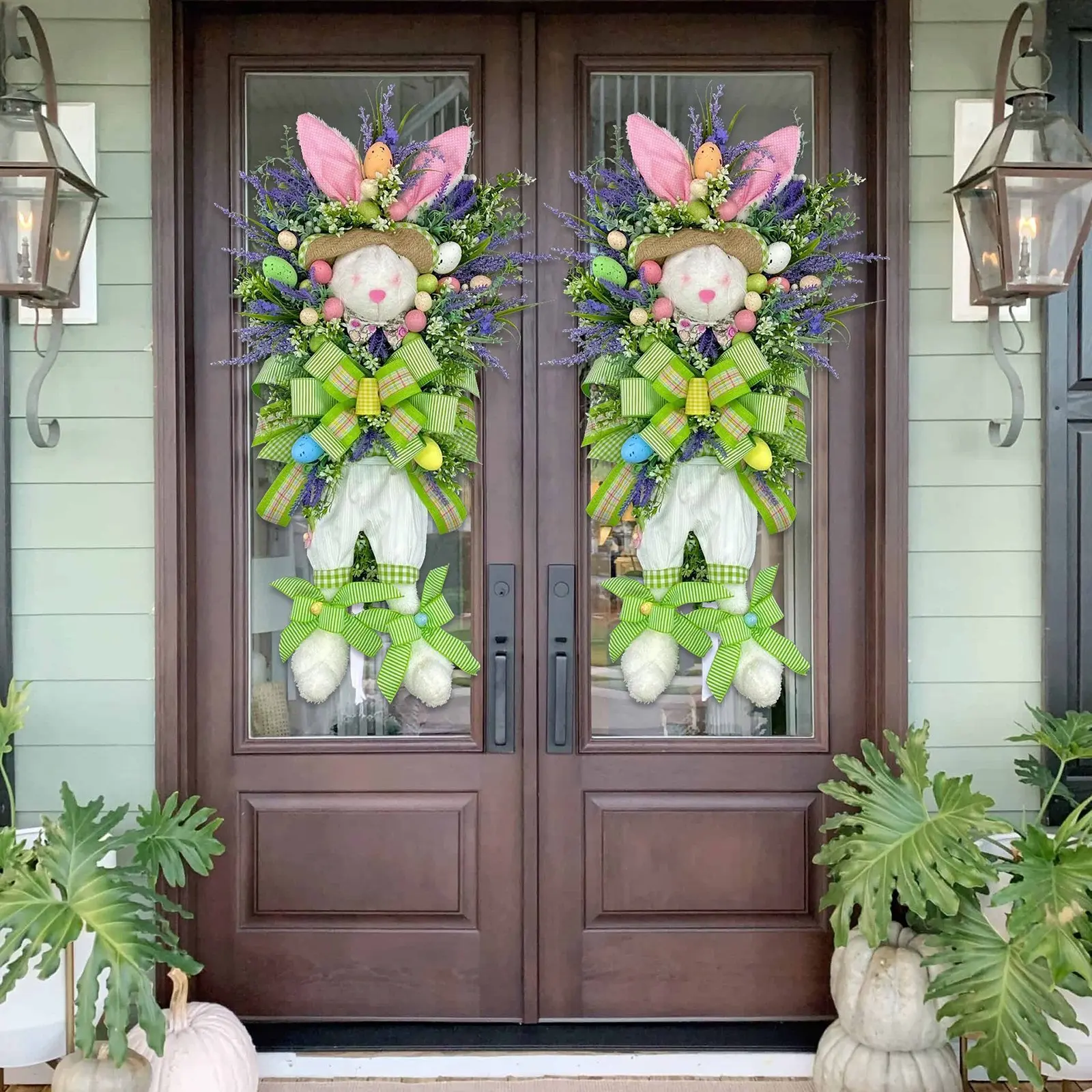 Bow Ribbon Easter Eggs Wreath Easter Eggs Garland Door Ornaments Wall Decor Happy 2025 Easter Day Decor For Home Kids Favor