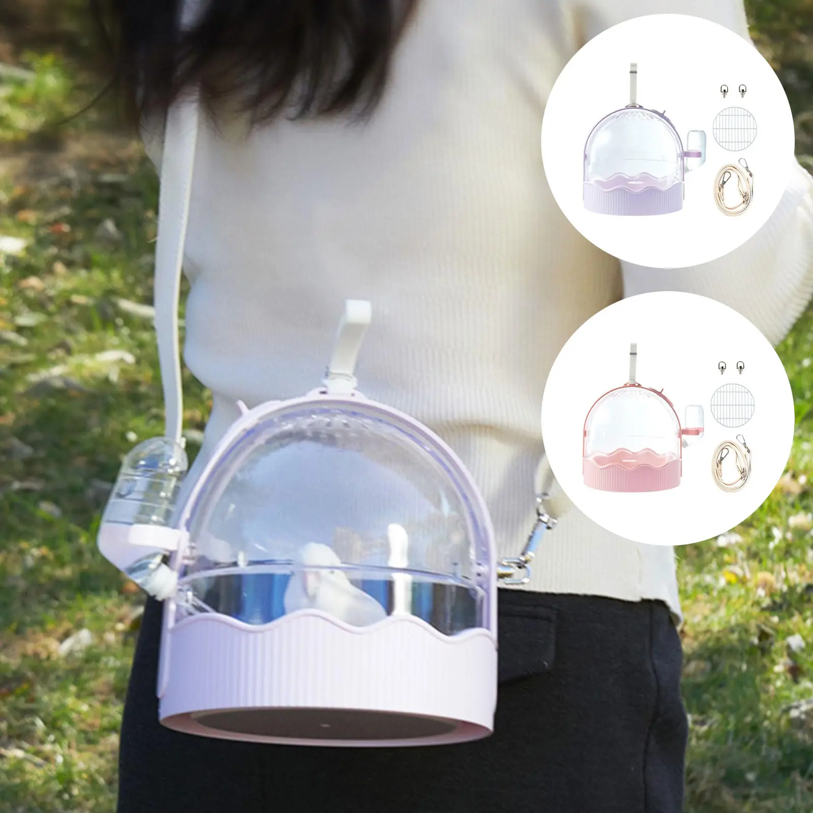 Portable Parrots Carry Cage Large Space Bird Carry Case Small Pet Transport Cage Outdoor Birds Breathable Carrier with Drinker