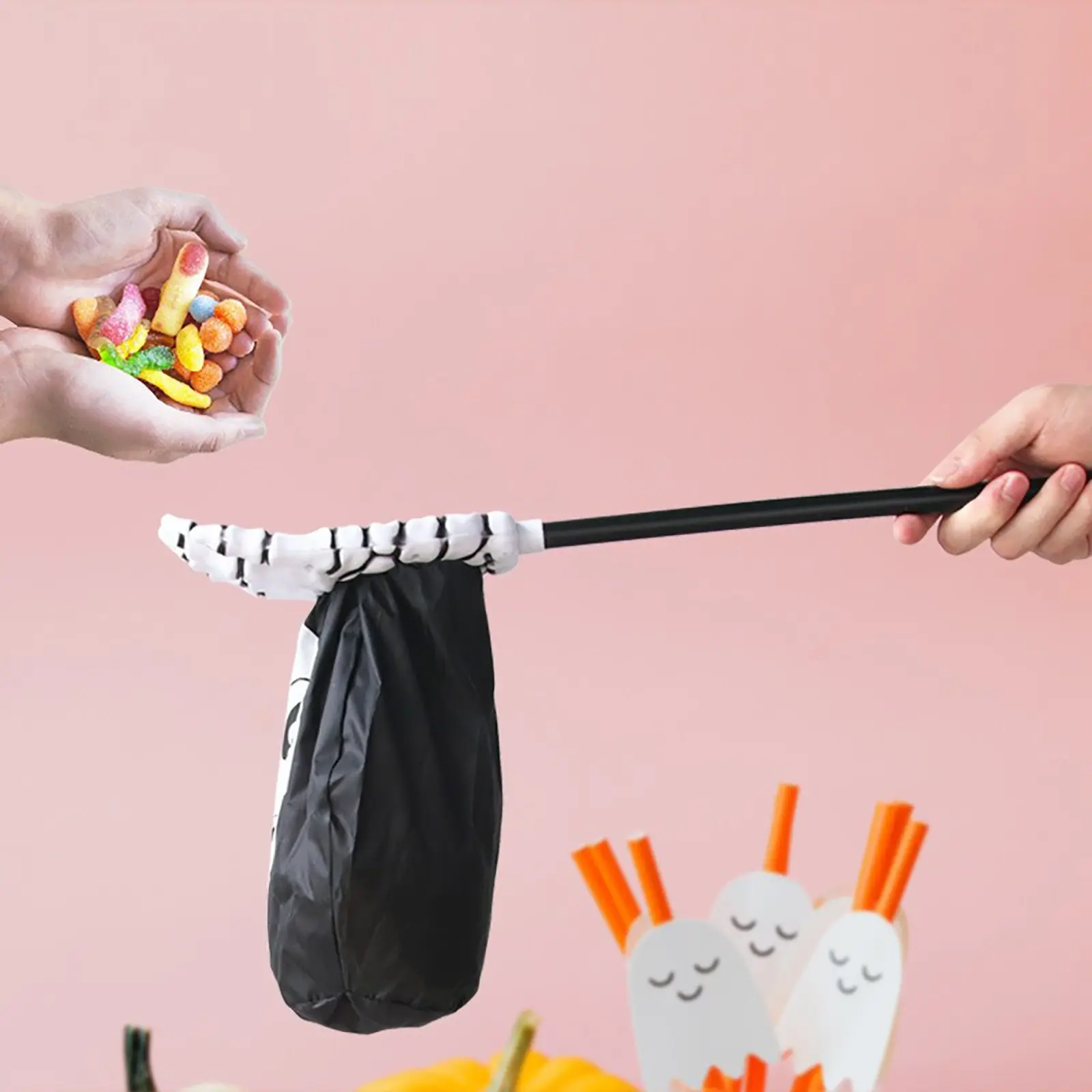 Creative Halloween Candy Pouch Reusable Trick Or Treat Compact Halloween Spoof Palm Children Beg Sugar Bag
