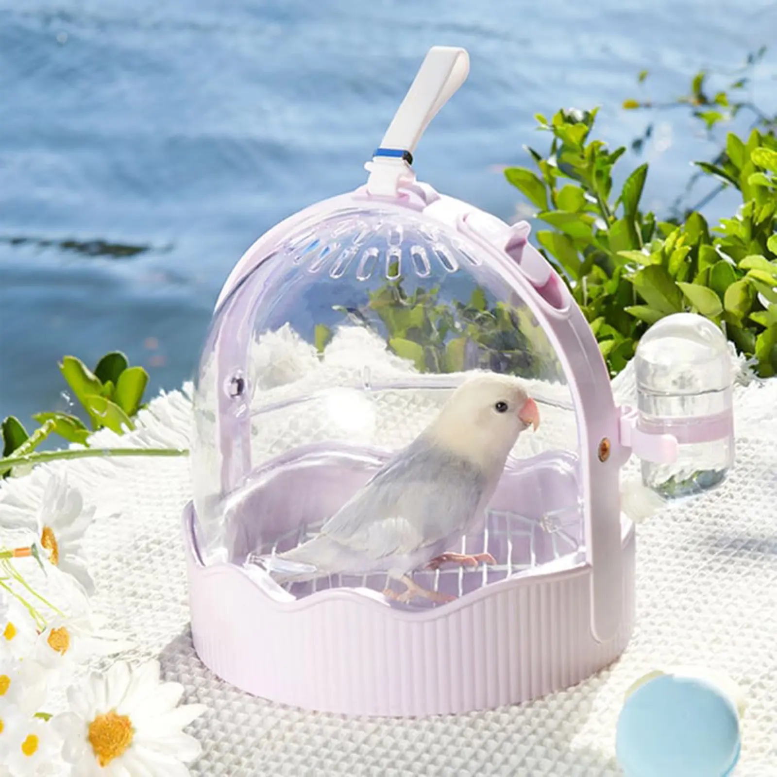Portable Parrots Carry Cage Large Space Bird Carry Case Small Pet Transport Cage Outdoor Birds Breathable Carrier with Drinker