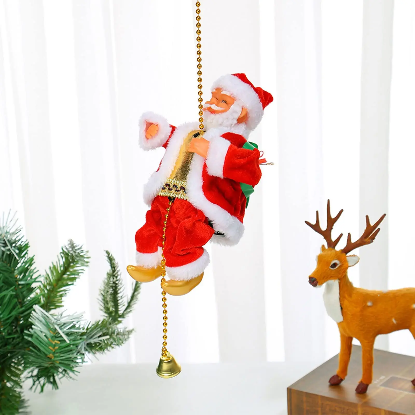 New Santa Claus Battery Operated Electric Climb Up and Down Climbing Santa with Music Christmas Decorations For Home Door