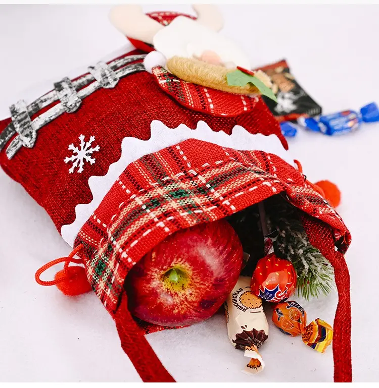 1PCS Christmas Gift Candy Bag 3D Santa Snowman Doll Tote Bag New Year Christmas Decorations Home Reusable Burlap Shopping Bag