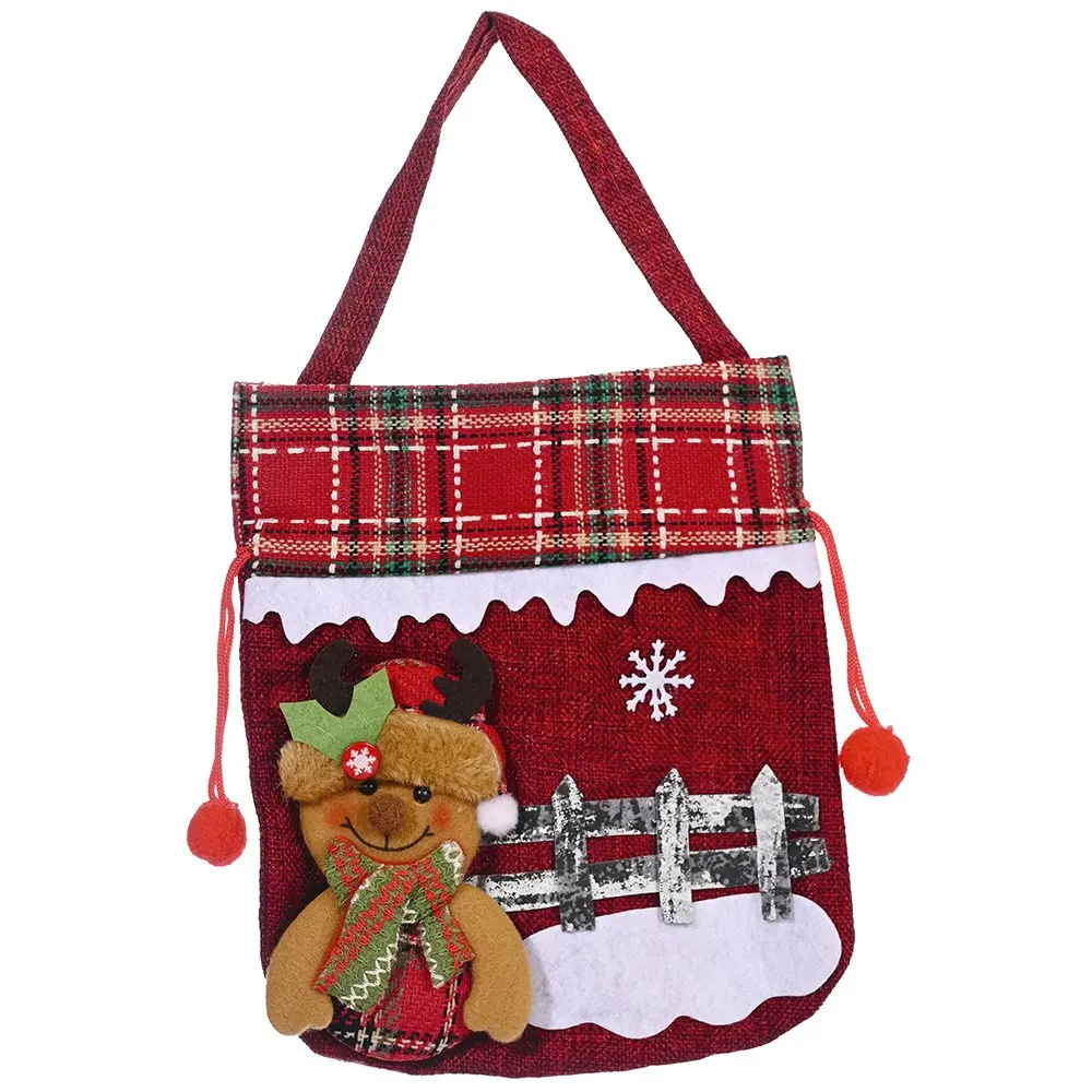 1PCS Christmas Gift Candy Bag 3D Santa Snowman Doll Tote Bag New Year Christmas Decorations Home Reusable Burlap Shopping Bag