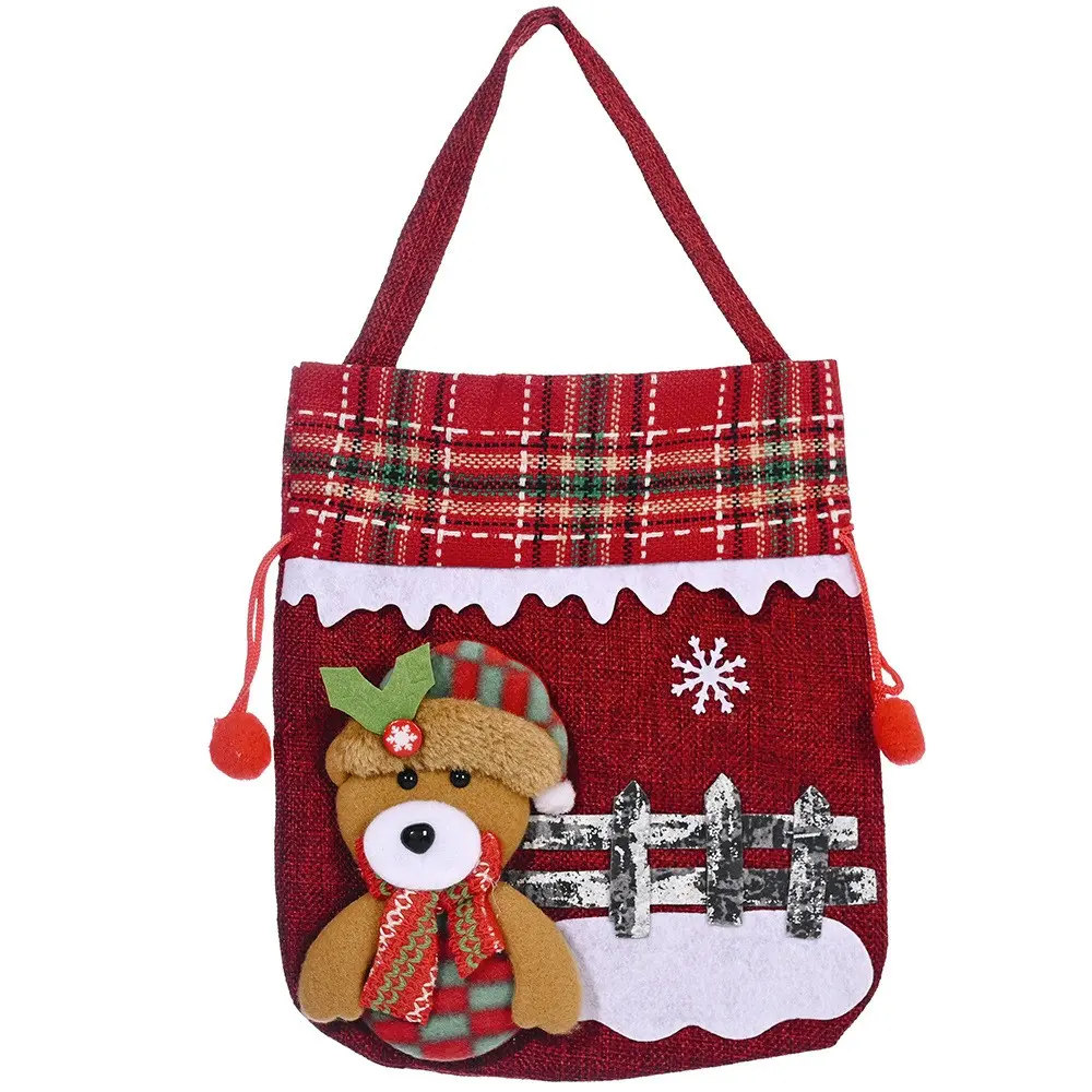 1PCS Christmas Gift Candy Bag 3D Santa Snowman Doll Tote Bag New Year Christmas Decorations Home Reusable Burlap Shopping Bag