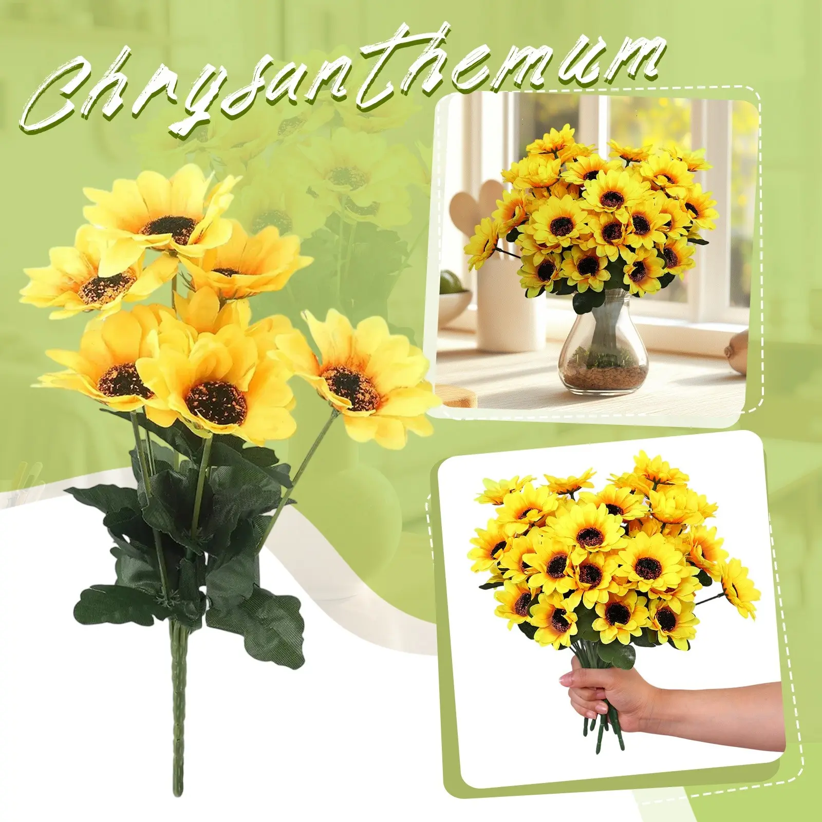 7 Heads Sunflower Artificial Flowers Bouquets Realistic Outdoor Gardens Autumn Decoration Home Floral Arrangement Wedding Decor