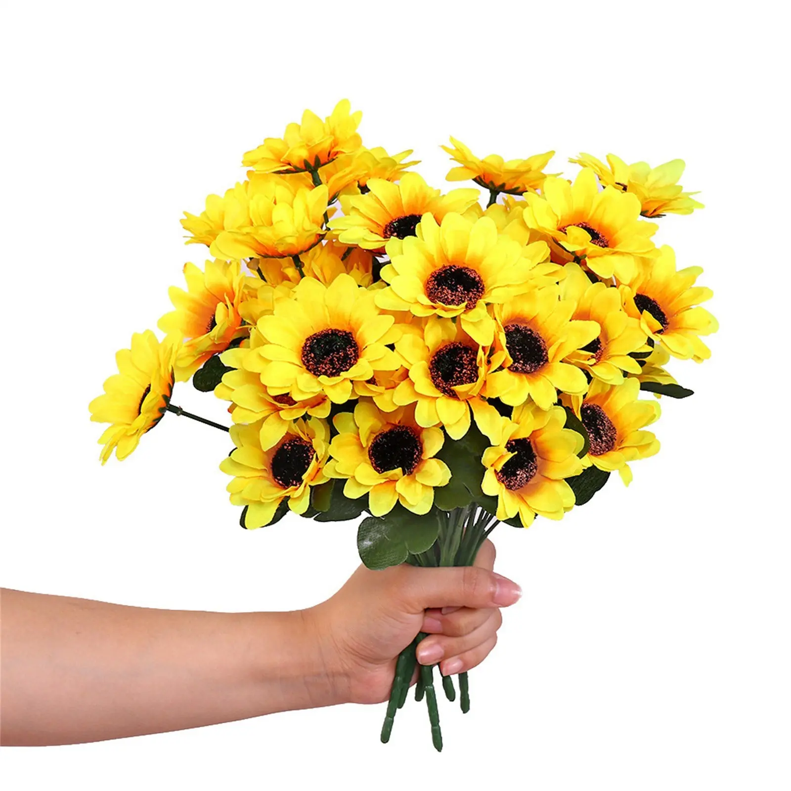 7 Heads Sunflower Artificial Flowers Bouquets Realistic Outdoor Gardens Autumn Decoration Home Floral Arrangement Wedding Decor