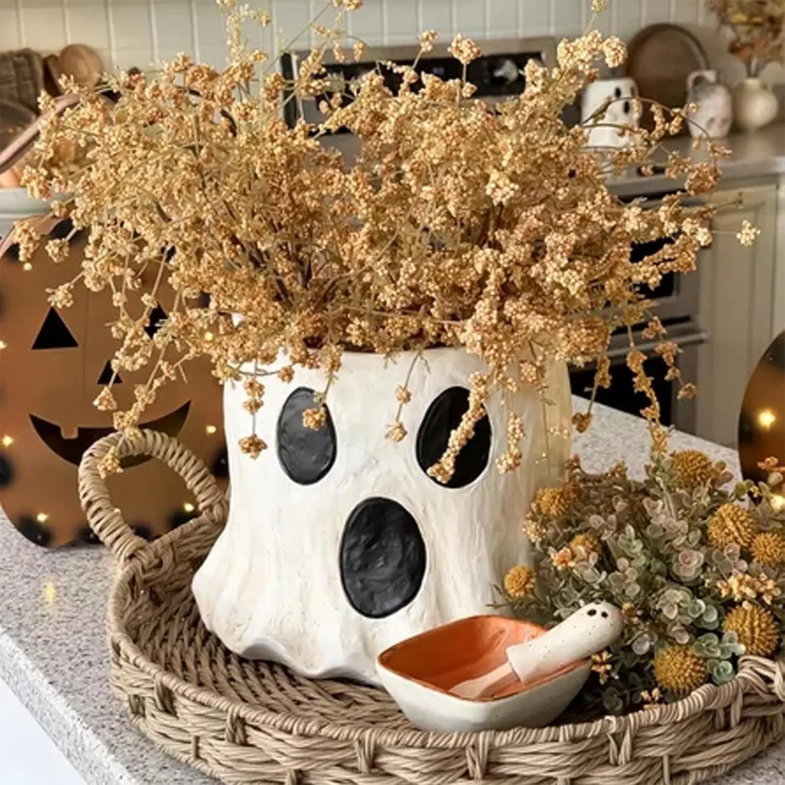 Cute Ghost Design Flower Pot Succulent Halloween Ghost Planter Flower Pot Ghost Figurine Ornaments Decor For Courtyard Porch