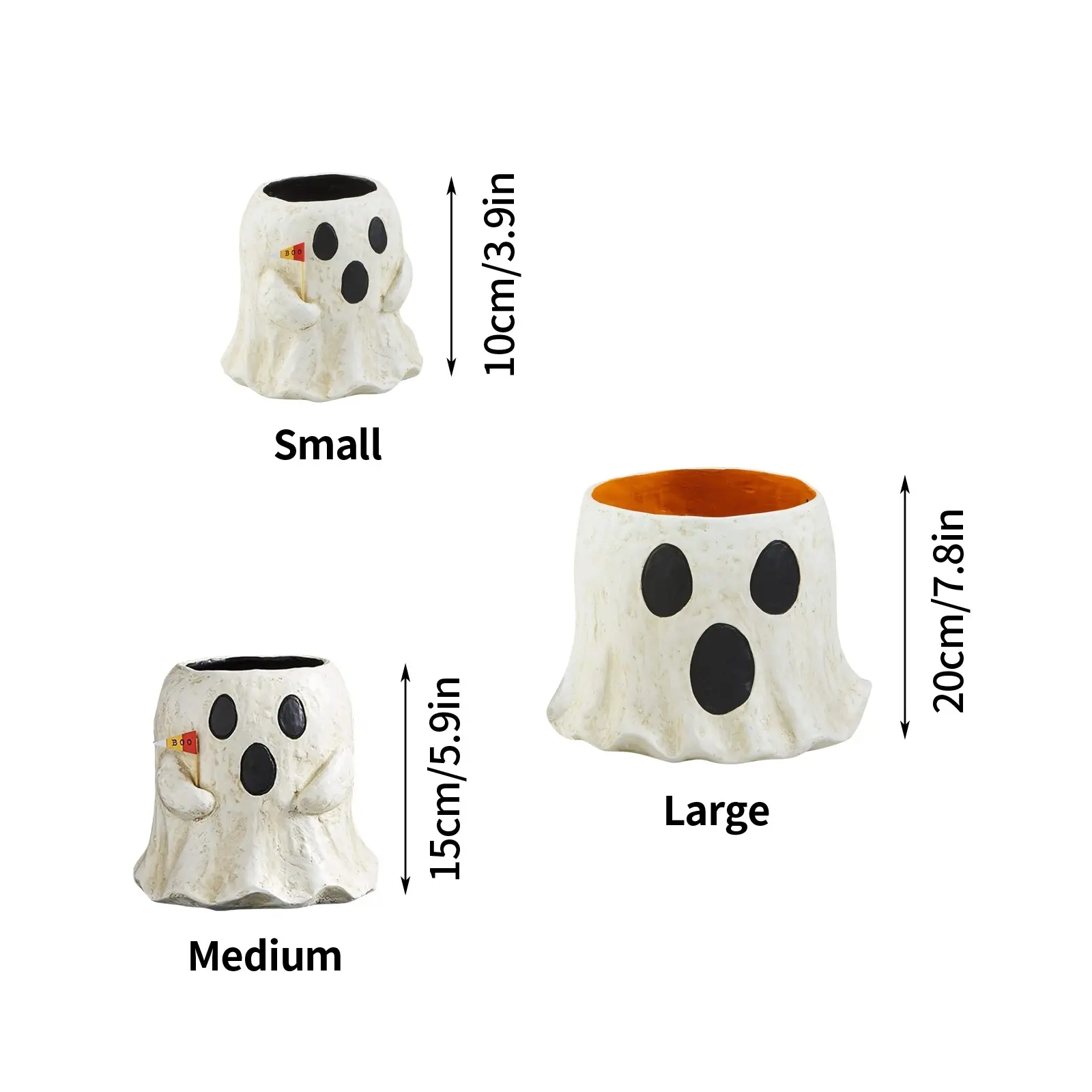 Cute Ghost Design Flower Pot Succulent Halloween Ghost Planter Flower Pot Ghost Figurine Ornaments Decor For Courtyard Porch