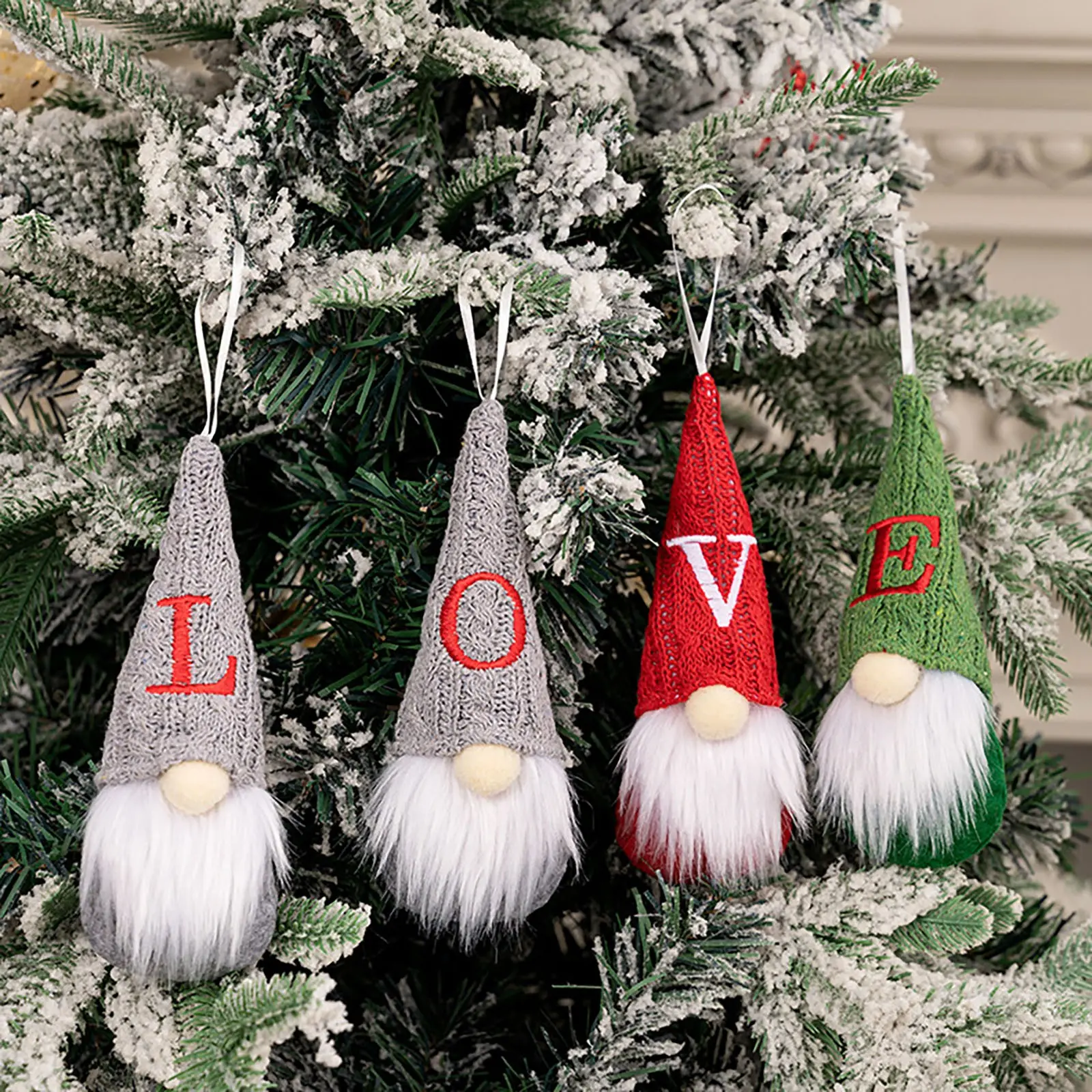 26 letter Christmas Mini Doll Gnome Christmas Tree Pendant Pink Plush Doll Pendant Home Christmas Decoration Navidad Natal
