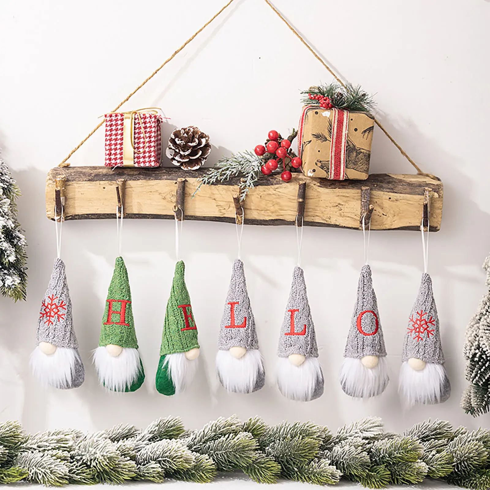 26 letter Christmas Mini Doll Gnome Christmas Tree Pendant Pink Plush Doll Pendant Home Christmas Decoration Navidad Natal