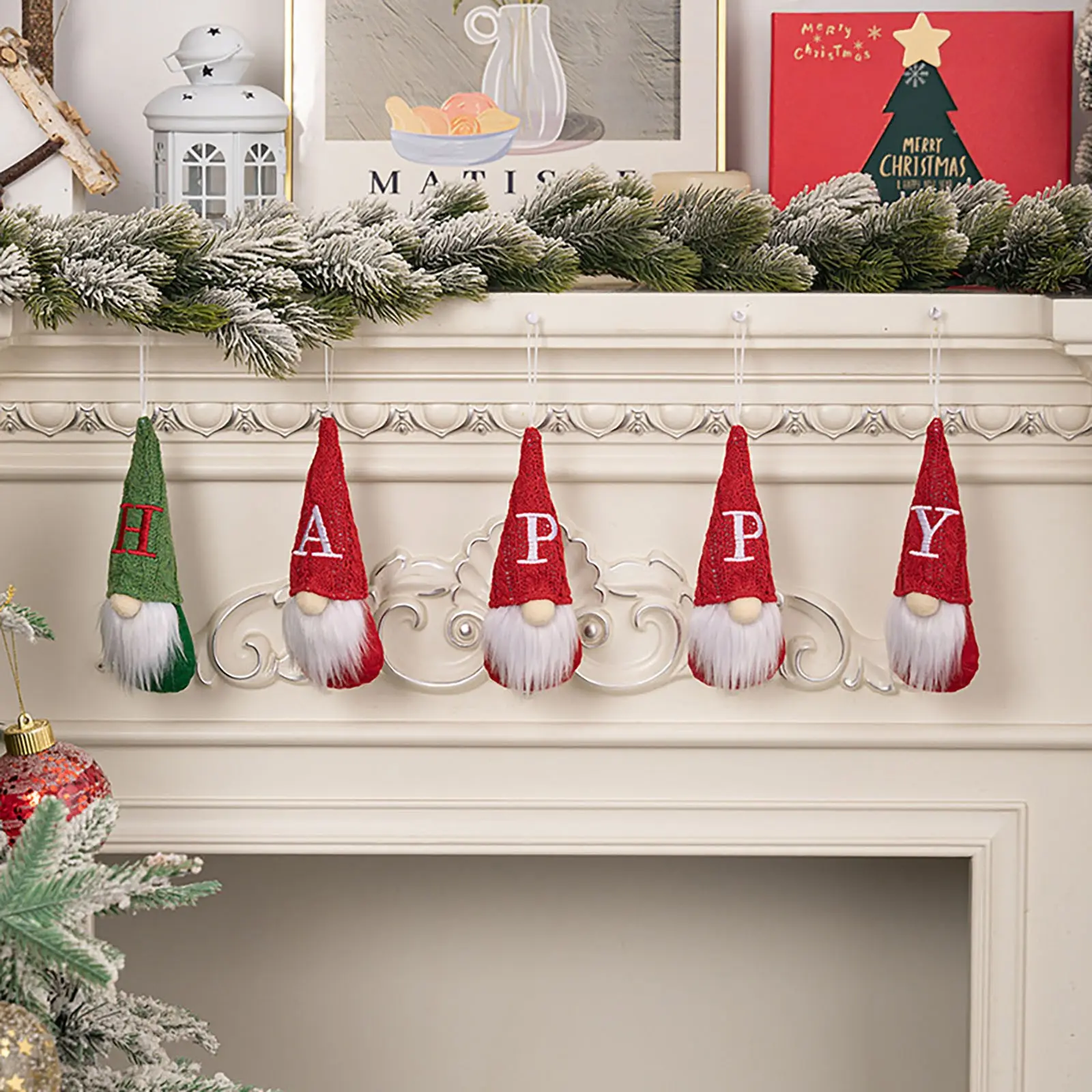 26 letter Christmas Mini Doll Gnome Christmas Tree Pendant Pink Plush Doll Pendant Home Christmas Decoration Navidad Natal