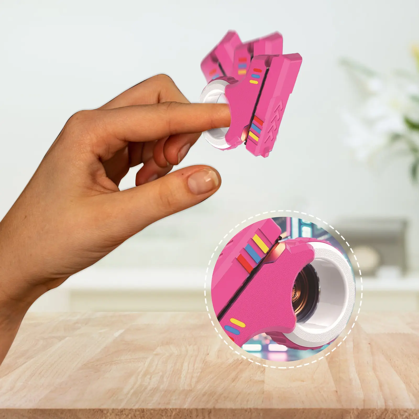 3D Printed EDC Soothing Spinner Stress Relief Toys Gift Shape Fidget Ring Small Pistol Toys for Anxiety and ADHD Sufferers