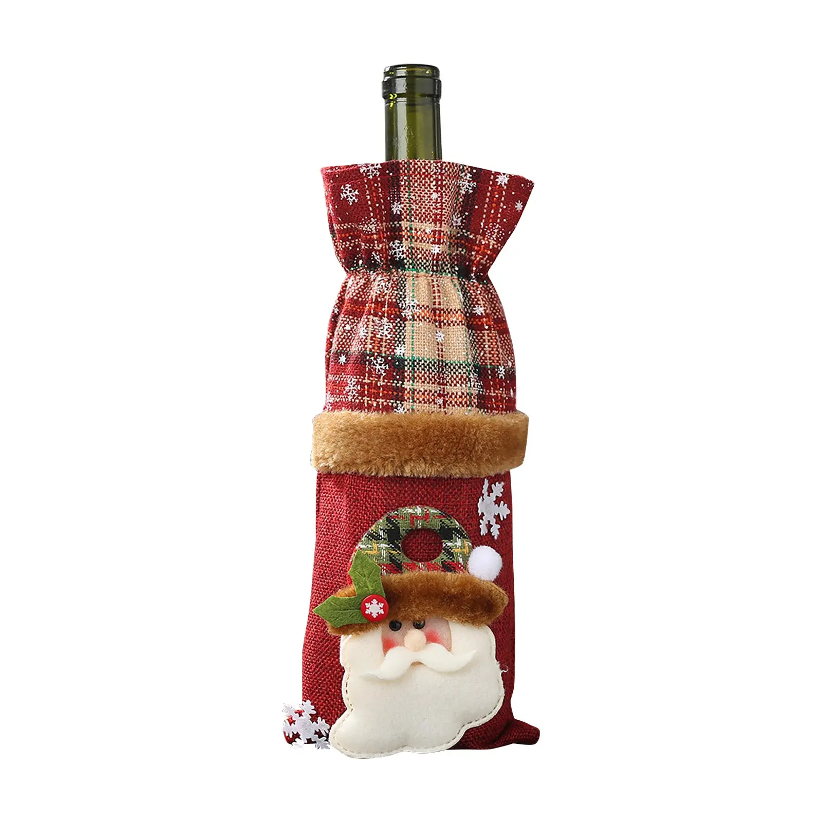 Christmas Wine Bottle Cover Set Santa Claus Snowman Linen Wool Red Wine Bottle Bags For New Year Xmas Party Dinner Table Decor