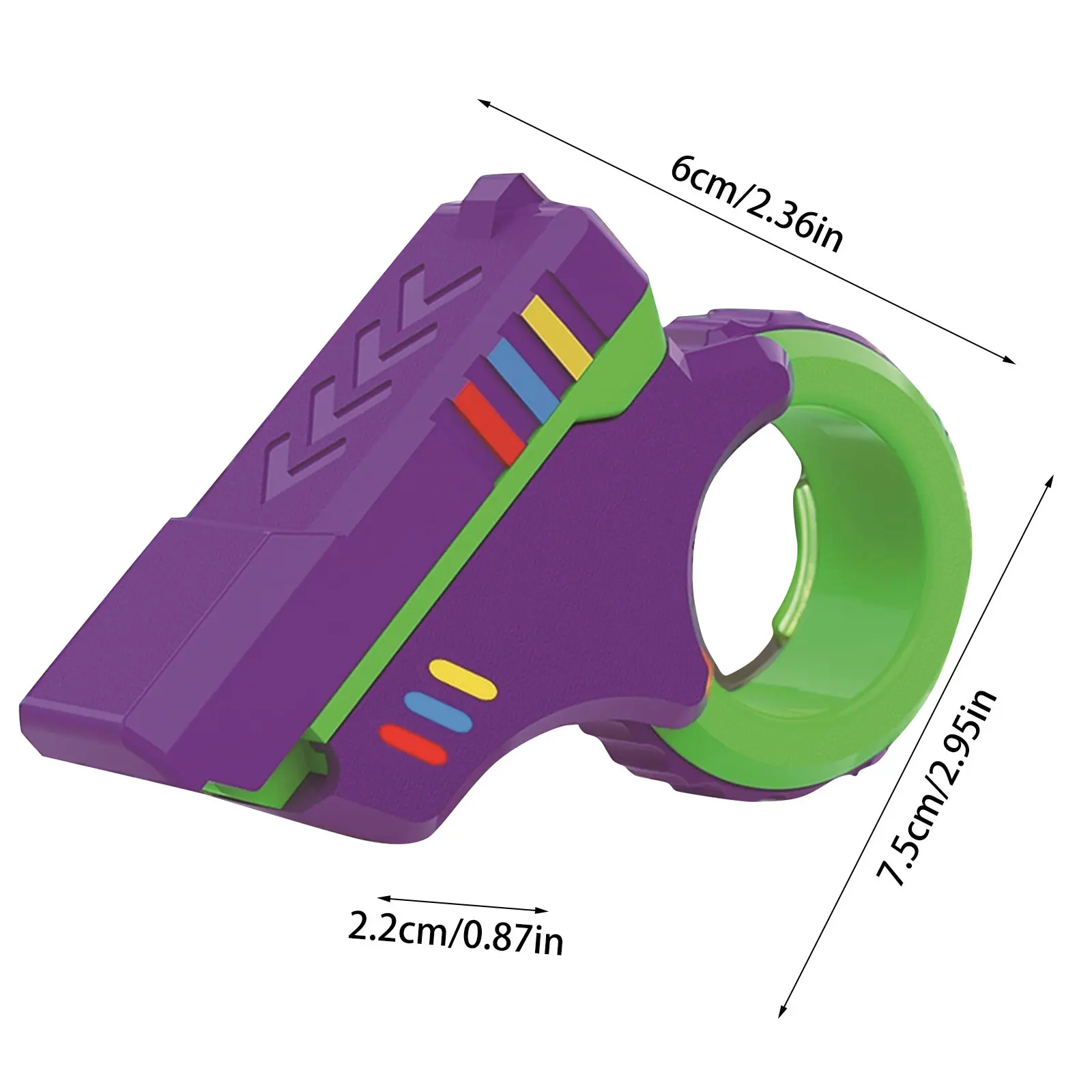 3D Printed EDC Soothing Spinner Stress Relief Toys Gift Shape Fidget Ring Small Pistol Toys for Anxiety and ADHD Sufferers
