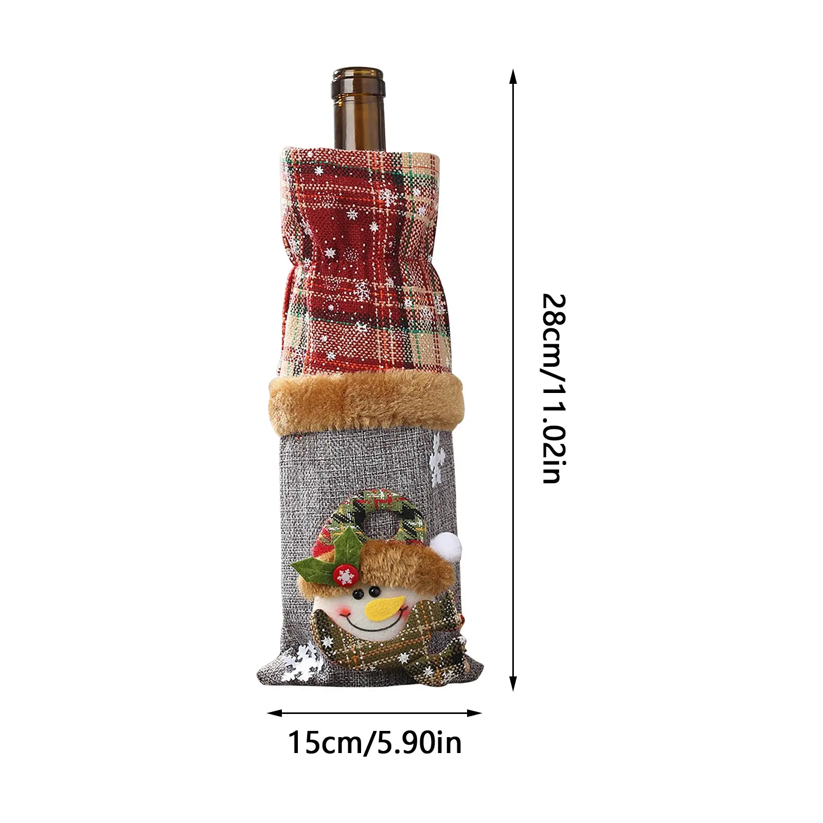 Christmas Wine Bottle Cover Set Santa Claus Snowman Linen Wool Red Wine Bottle Bags For New Year Xmas Party Dinner Table Decor