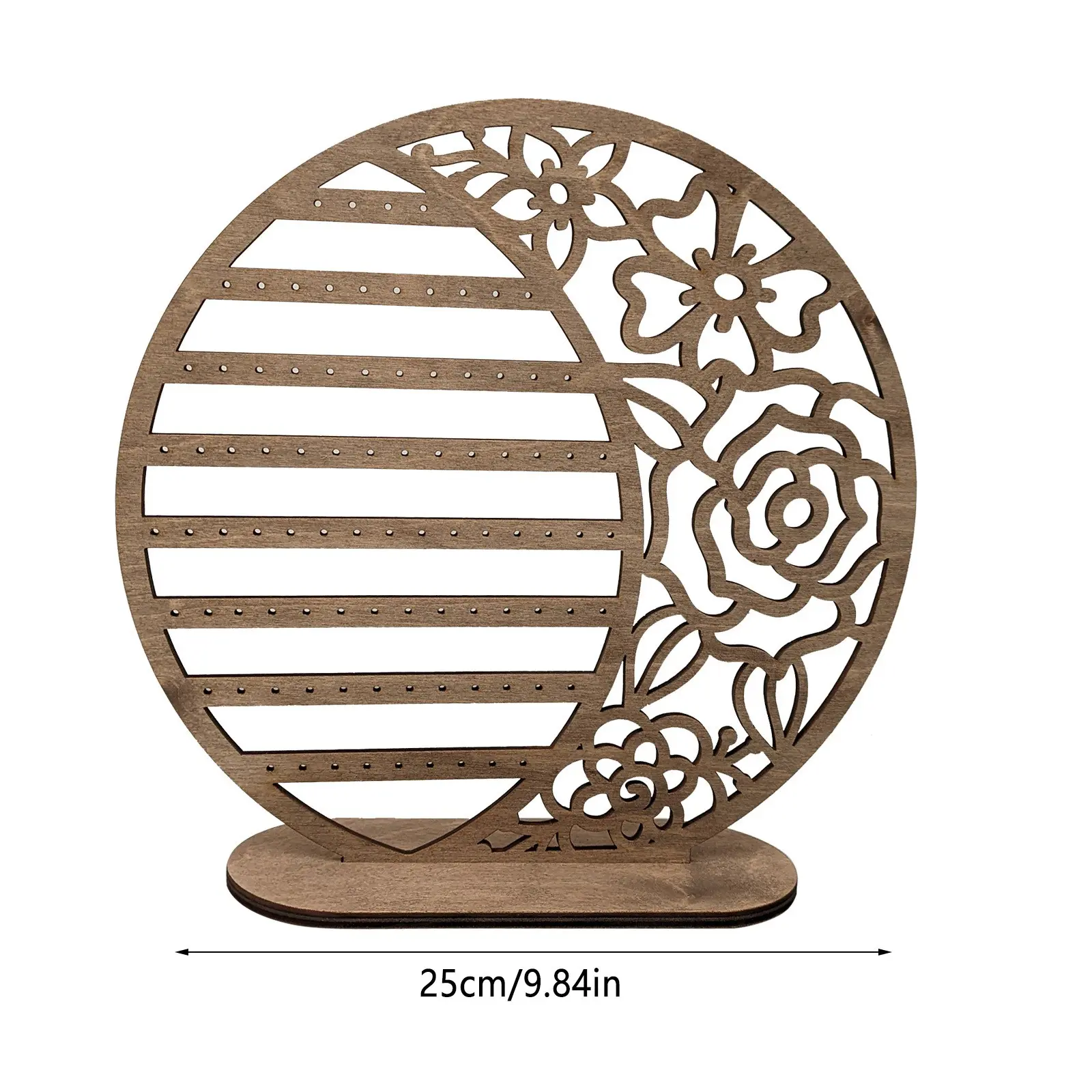 Earring Display Stand Earring Holder Organizer Jewelry Stand Wooden Hollow Flower Storage Organizer Vintage Desk Decor Tower