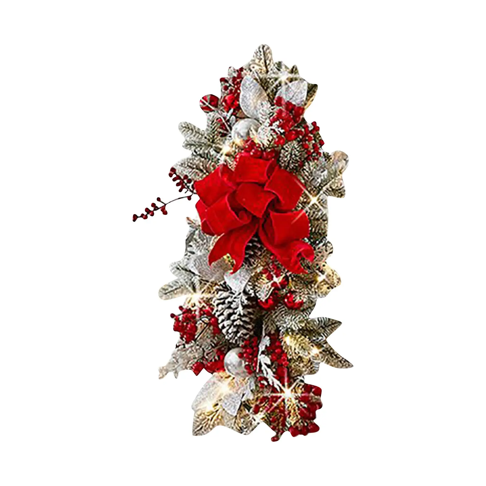Hanging Stairs Garland Christmas Swag Door Wreath Pendants Stairway Swag Trim Lights Up LED Wreath Christmas Hanging Decoration