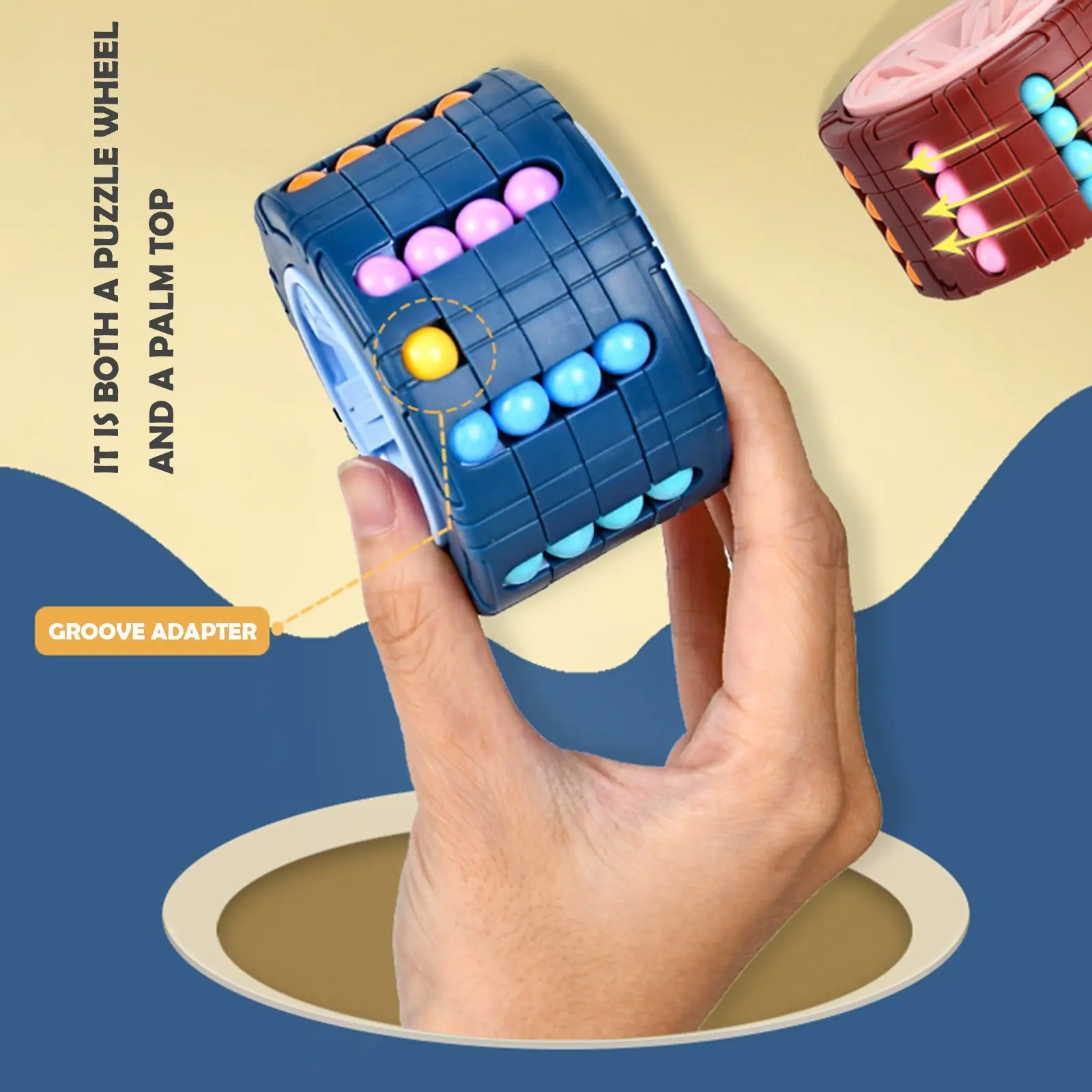 3D Cylinder Cube Toy Magical Bean Gyro Rotate Slide Puzzle Games Relieve Stress Children Educational Montessori Infant Toys Gift
