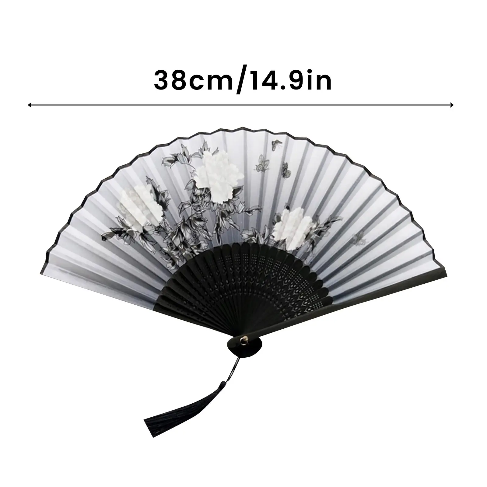 Bamboo Chinese Japanese Folding Fan Colorful Tassel Elegent Female Fan Vintage Style Folding Fan Silk Hand Fan