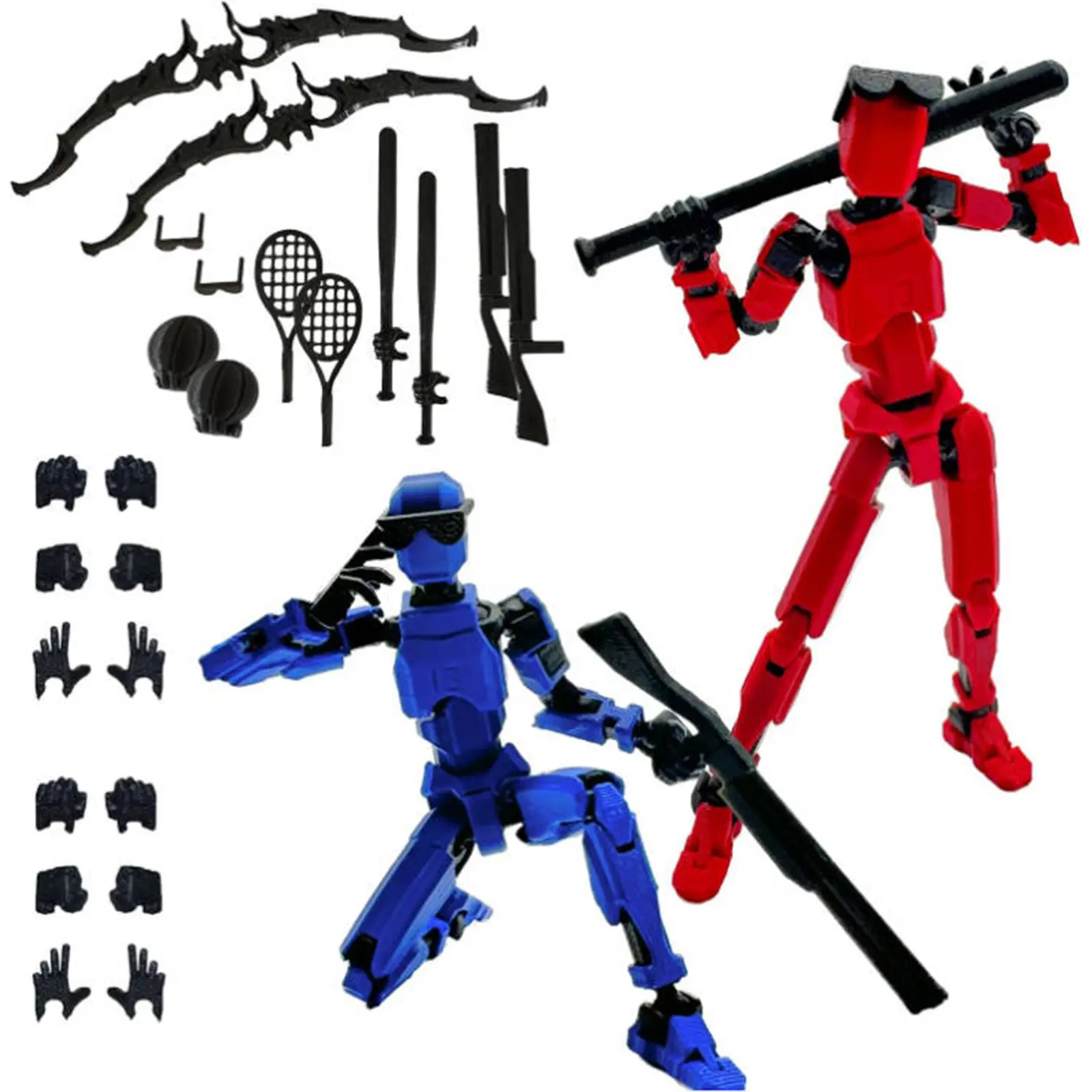 1/2Packs 13 Robot Action Figure with Sports Accessories Set Multi-Jointed Action Figures Action Figure Dummy Desktop Decorations