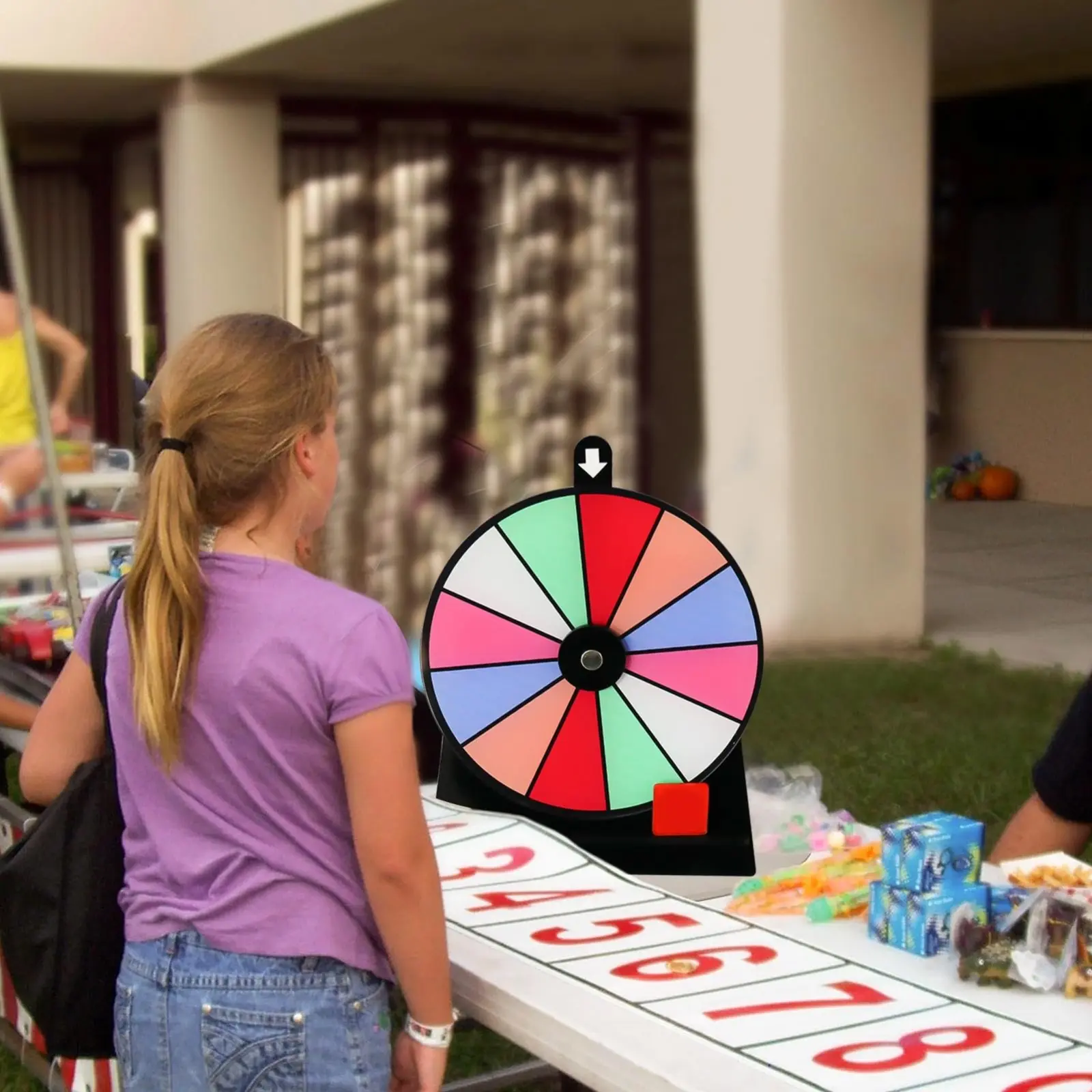 12 Slots Color Spin Wheel Dry Erase Spin Wheel Color Roulette Wheel Heavy Duty Editable Spining Prize Lucky Wheel Stand Tabletop