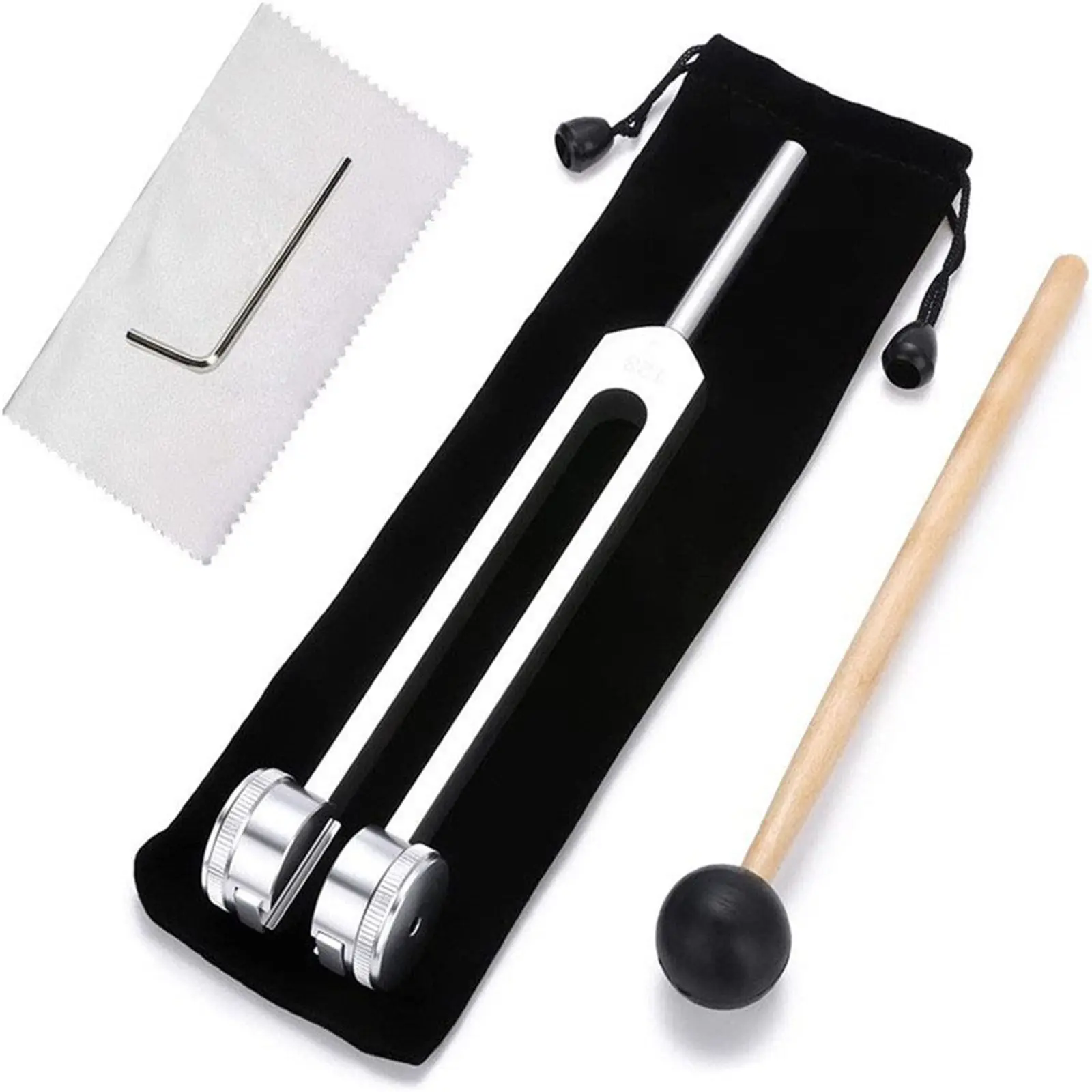 Tuning Fork 128Hz  with Silicone Hammer and Cleaning Cloth Perfect Healing Musical Instrument for Stress Alleviation