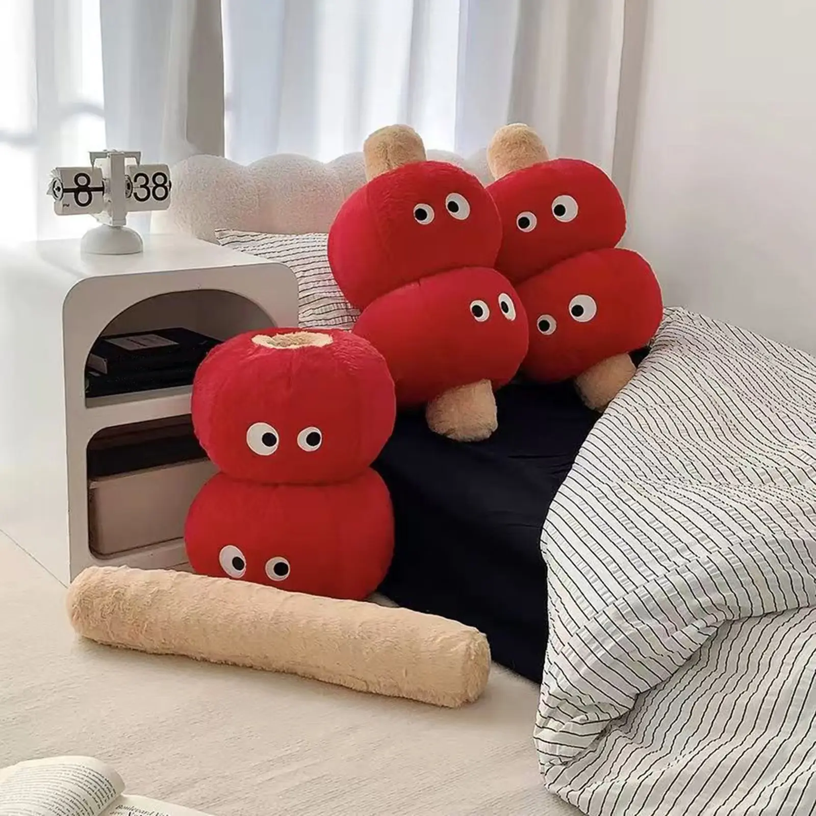 Tomatoes on sticks Pillow Tanghulu Plusn Girl Cute Super Soft Sleeping Leg Clamp Long Pillow Plush Children Toy Bed Decor ﻿Gifts