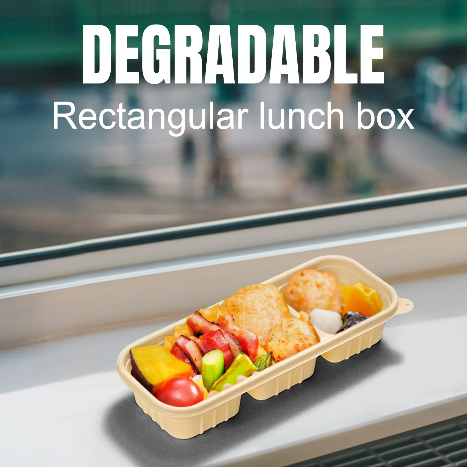 Corn Starch Bio Based  Rectangular Food Box, Takeaway Rice Packaging Box, Light Food Packaging Box