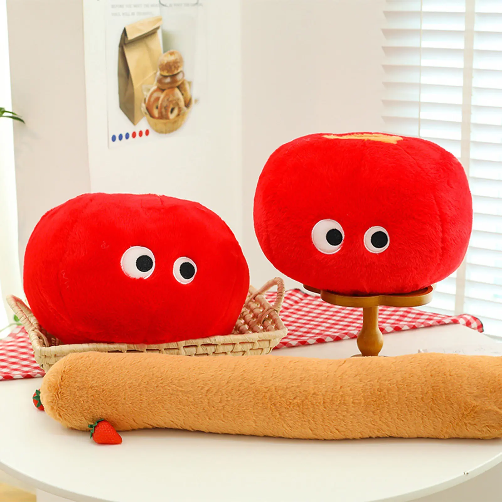 Tomatoes on sticks Pillow Tanghulu Plusn Girl Cute Super Soft Sleeping Leg Clamp Long Pillow Plush Children Toy Bed Decor ﻿Gifts