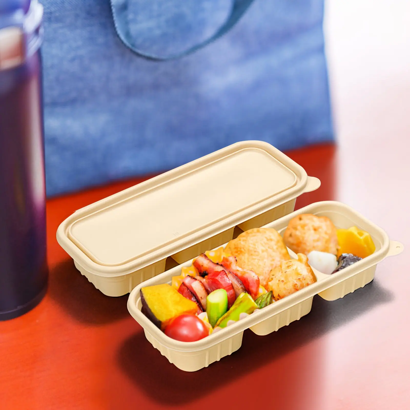 Corn Starch Bio Based  Rectangular Food Box, Takeaway Rice Packaging Box, Light Food Packaging Box
