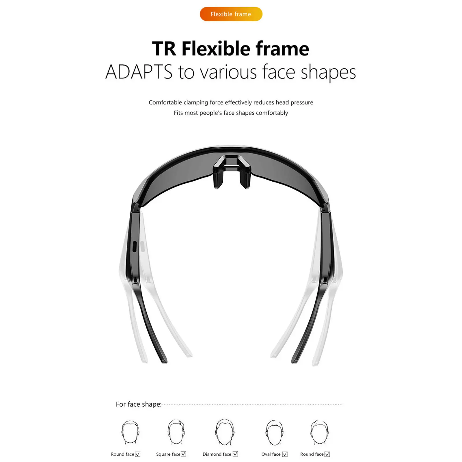 Cycling Glasses Bluetooth Sunglasses For Men Sport Glasses Built In Mic & Open Ear Music Speakers UV Running Sunglasses