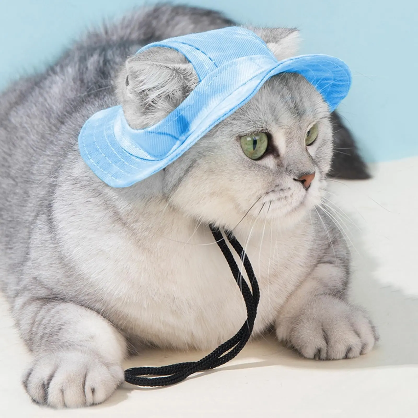 Cotton Cat Sun Hat With Ear Holes Round Brim Dog Puppy Cat Bucket Hat Outdoor Sun Protection Pet Caps for Small Medium Cat Dogs