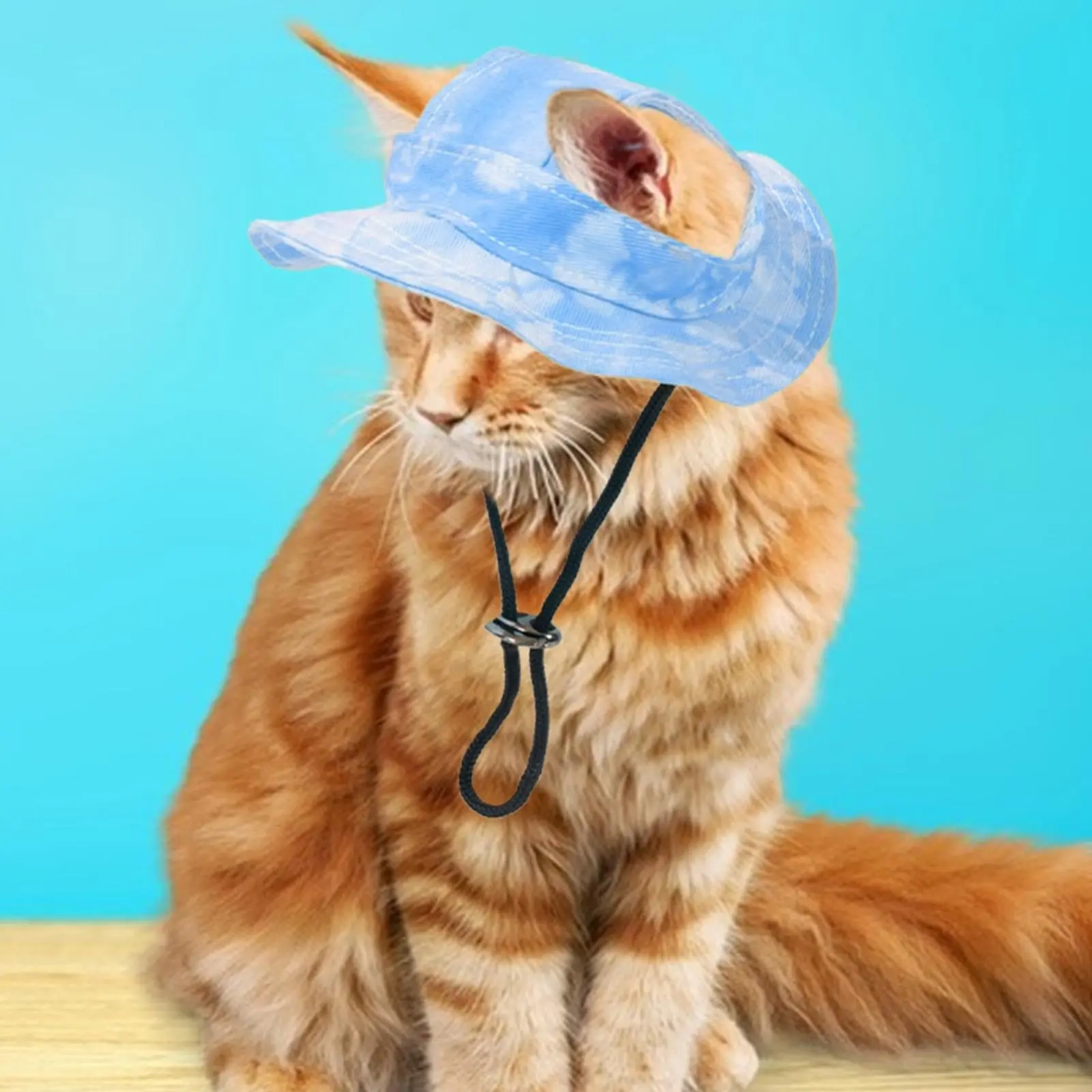 Cotton Cat Sun Hat With Ear Holes Round Brim Dog Puppy Cat Bucket Hat Outdoor Sun Protection Pet Caps for Small Medium Cat Dogs